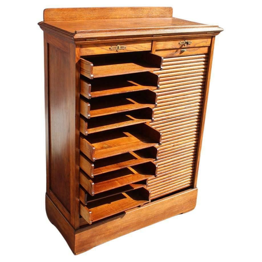Rare Art Nouveau Chestnut Document Cabinet 1910 Italy