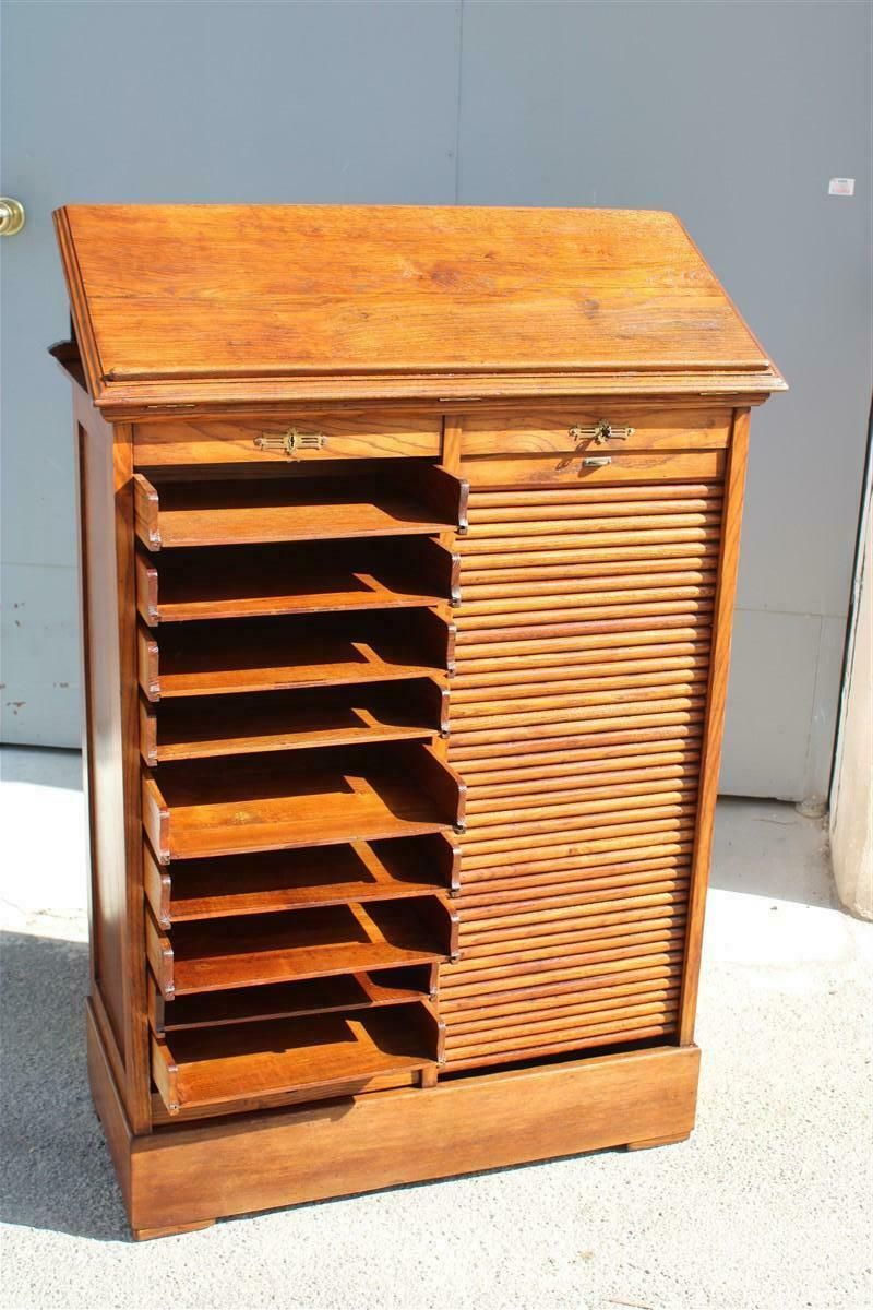 Rare Art Nouveau Chestnut Document Cabinet 1910 Italy photo vinterior