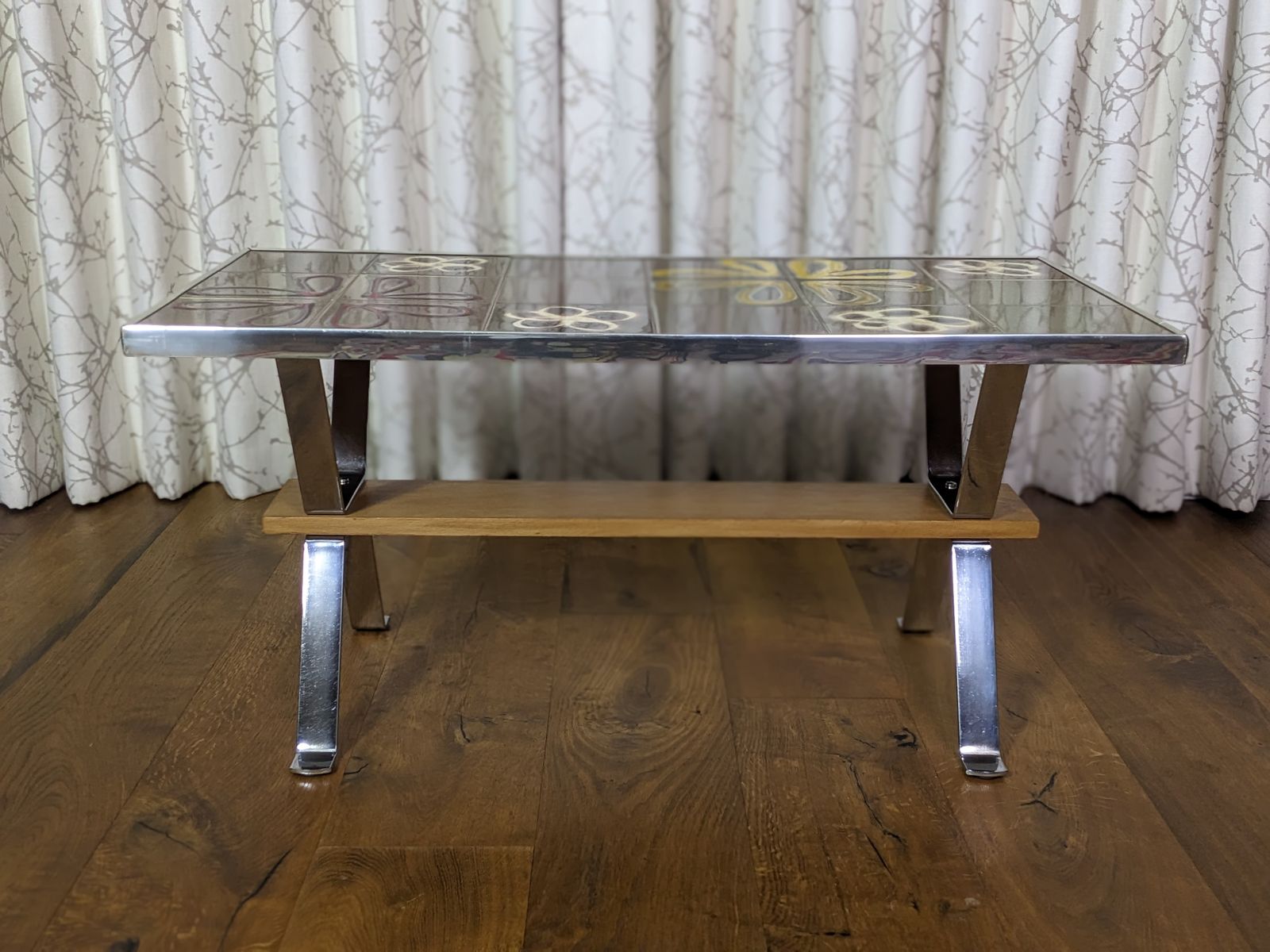 Glorious Tile Topped Coffee Table In The Style Of Belgian Ceramicist Juliette Belarti photo for sale