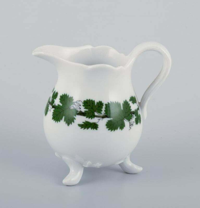 Meissen, Germany, Green Ivy Vine, Sugar Bowl And Creamer. photo furniture