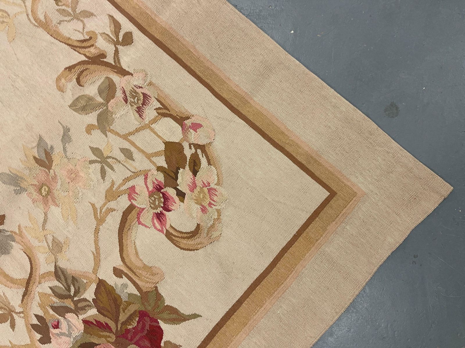 Beige Aubusson Runner Rug Floral Livingroom Rugs Magnificent Home Decor Carpet photo for sale