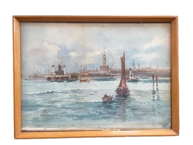 Watercolour Of Devon Port Harbour Mouth England photo furniture