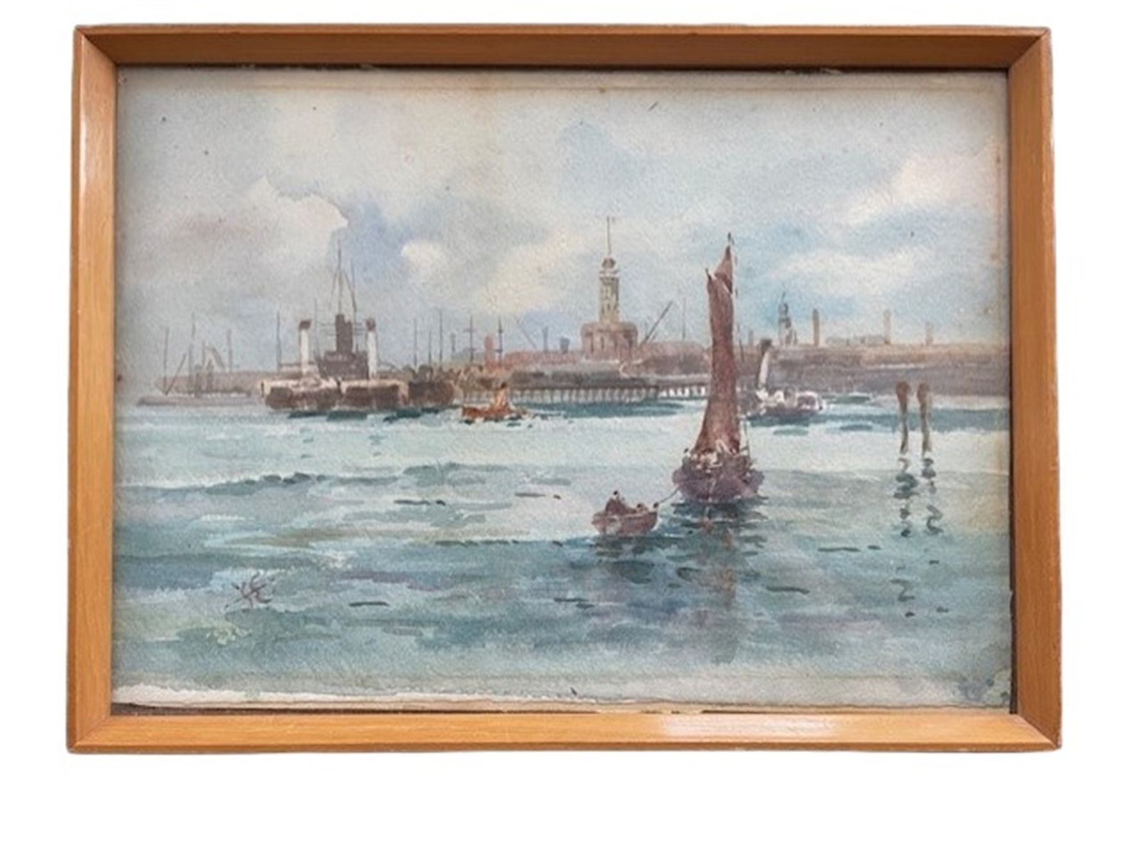 Watercolour Of Devon Port Harbour Mouth England