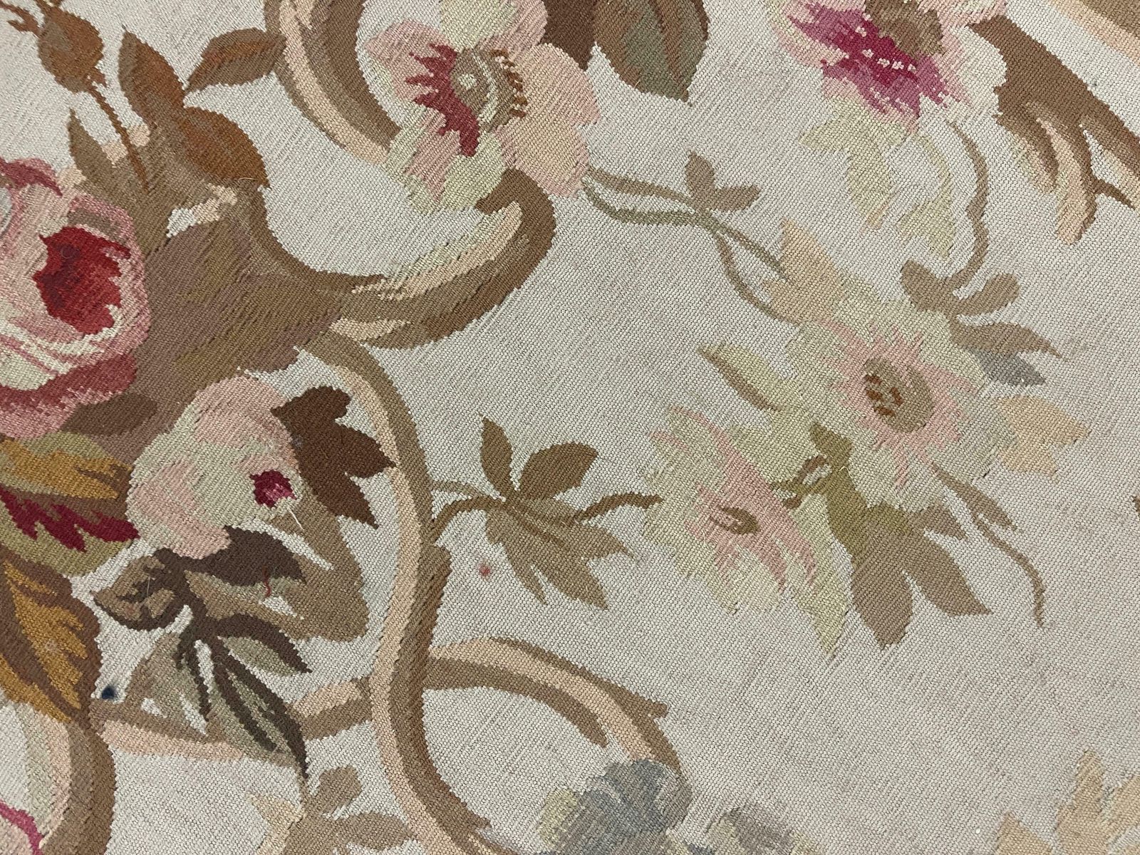 Blue Aubusson Rug Runner Beige Handwoven Carpet Floral Livingroom Rug Home Decor photo buy