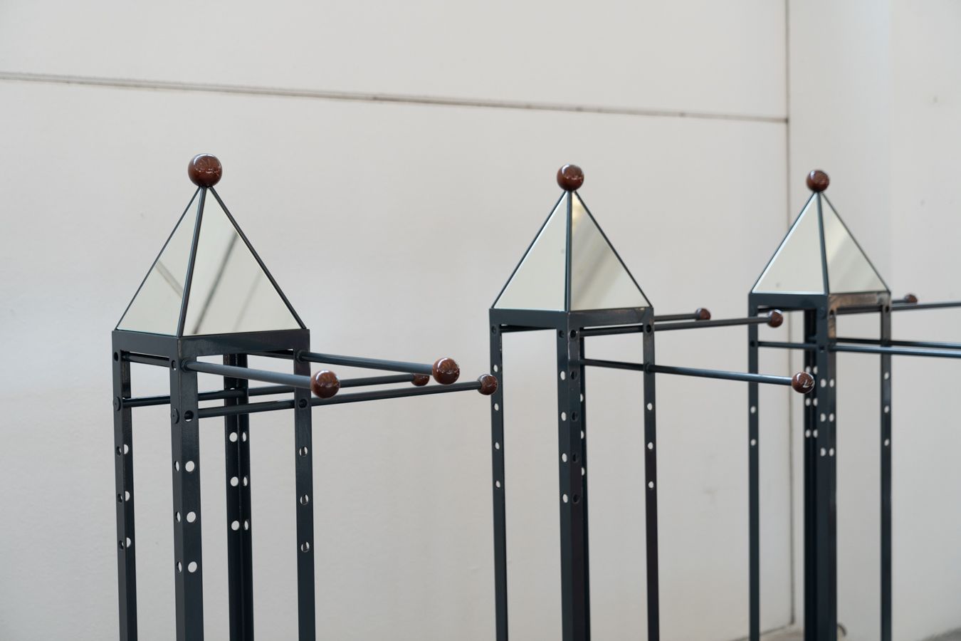photo vintage Wood And Brass Coat Rack, Set Of 4, 1970s