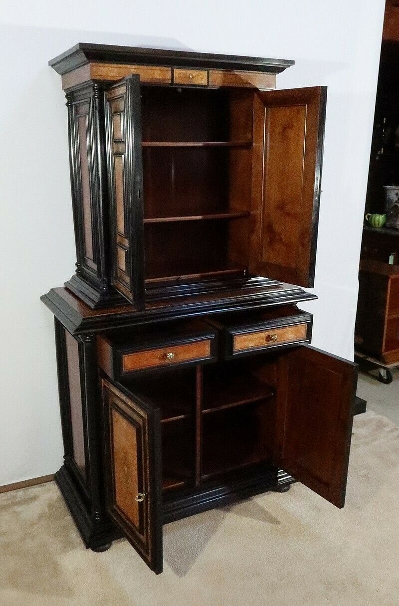 Small Two Body Buffet In Blackened Wood And Thuya Burl, Stamped Gordóvil, Renaissance Taste, Spain   Early 20th Century photo 8731.74193565
