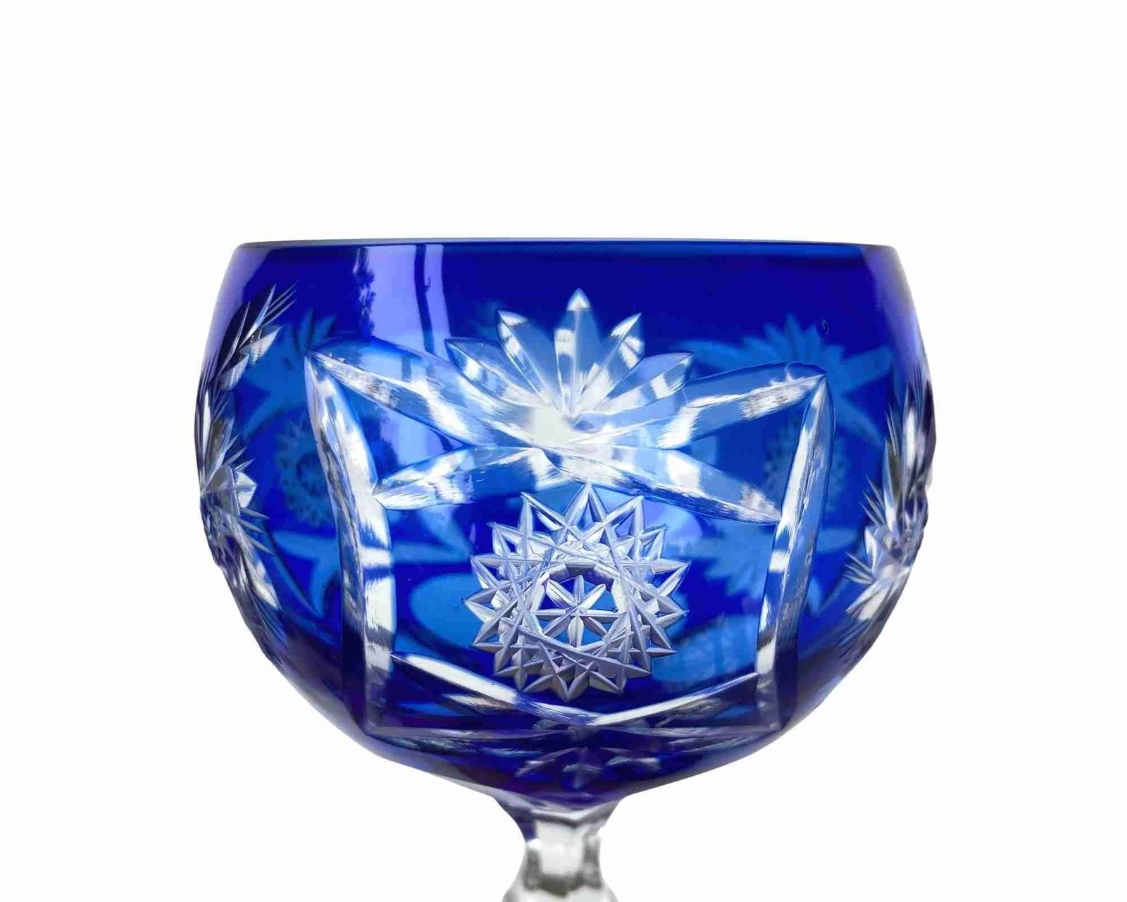 Crystal Blue Wine Glasses (5 Pcs) | Cordial Glasses (6 Pcs) | Cut To Clear | Color Overlay photo furniture