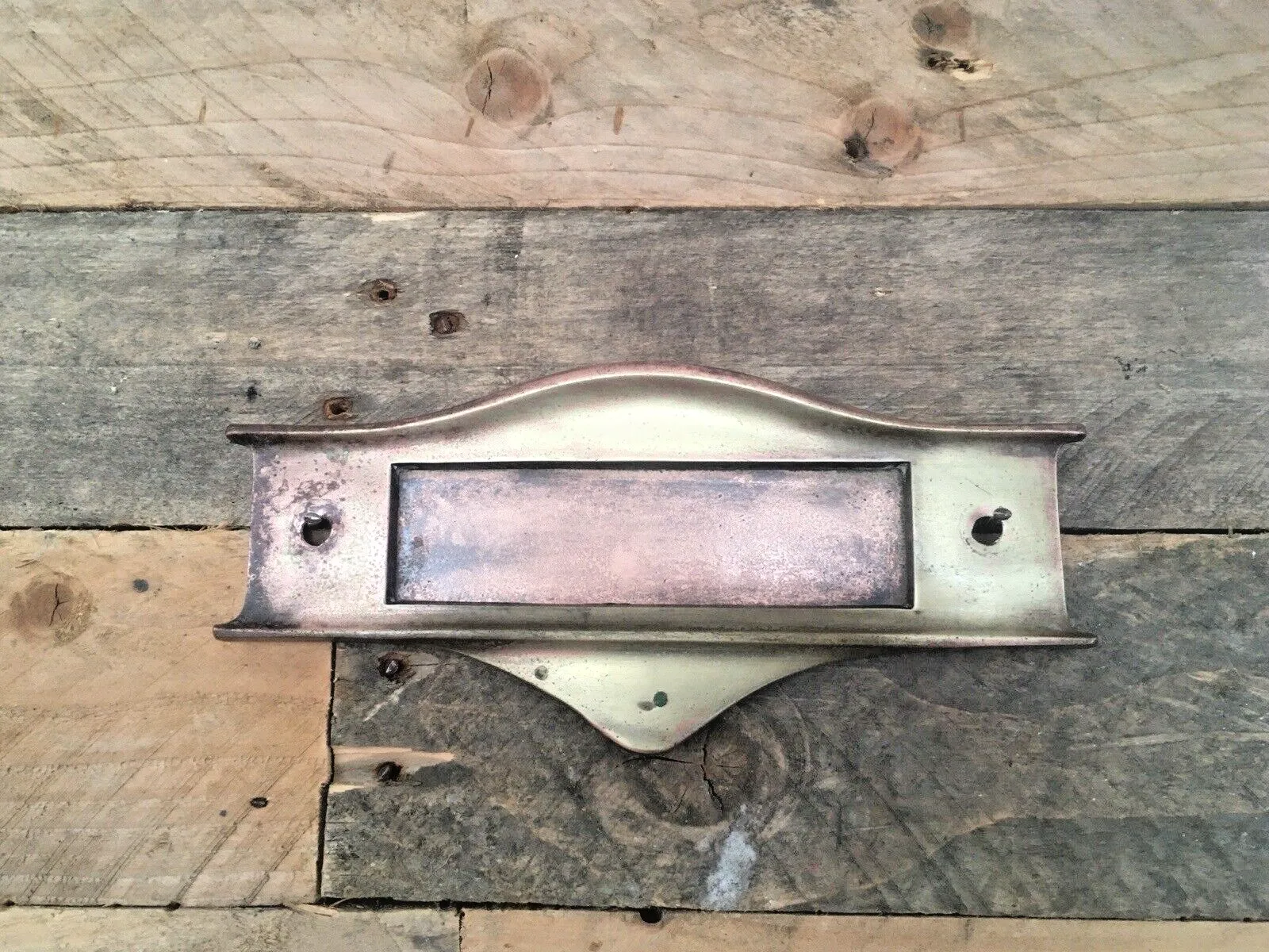 Reclaimed Antique Art Nouveau Bronze Brass Door Letter Box Mail Posting Slot photo furniture