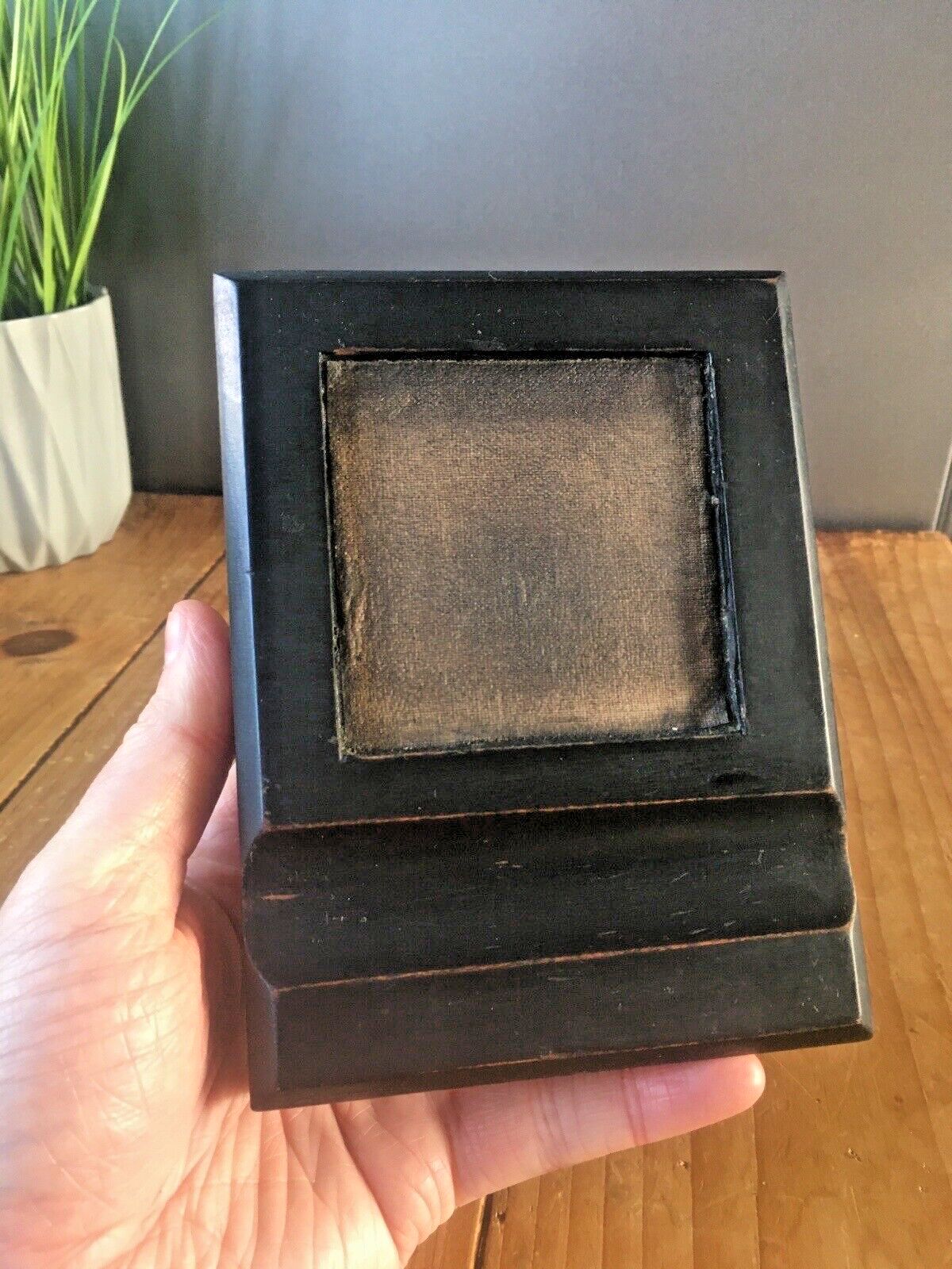 Antique Art Deco Glass Inkwell On Wooden Stand Office Desk Accessory Prop Velos photo vinterior
