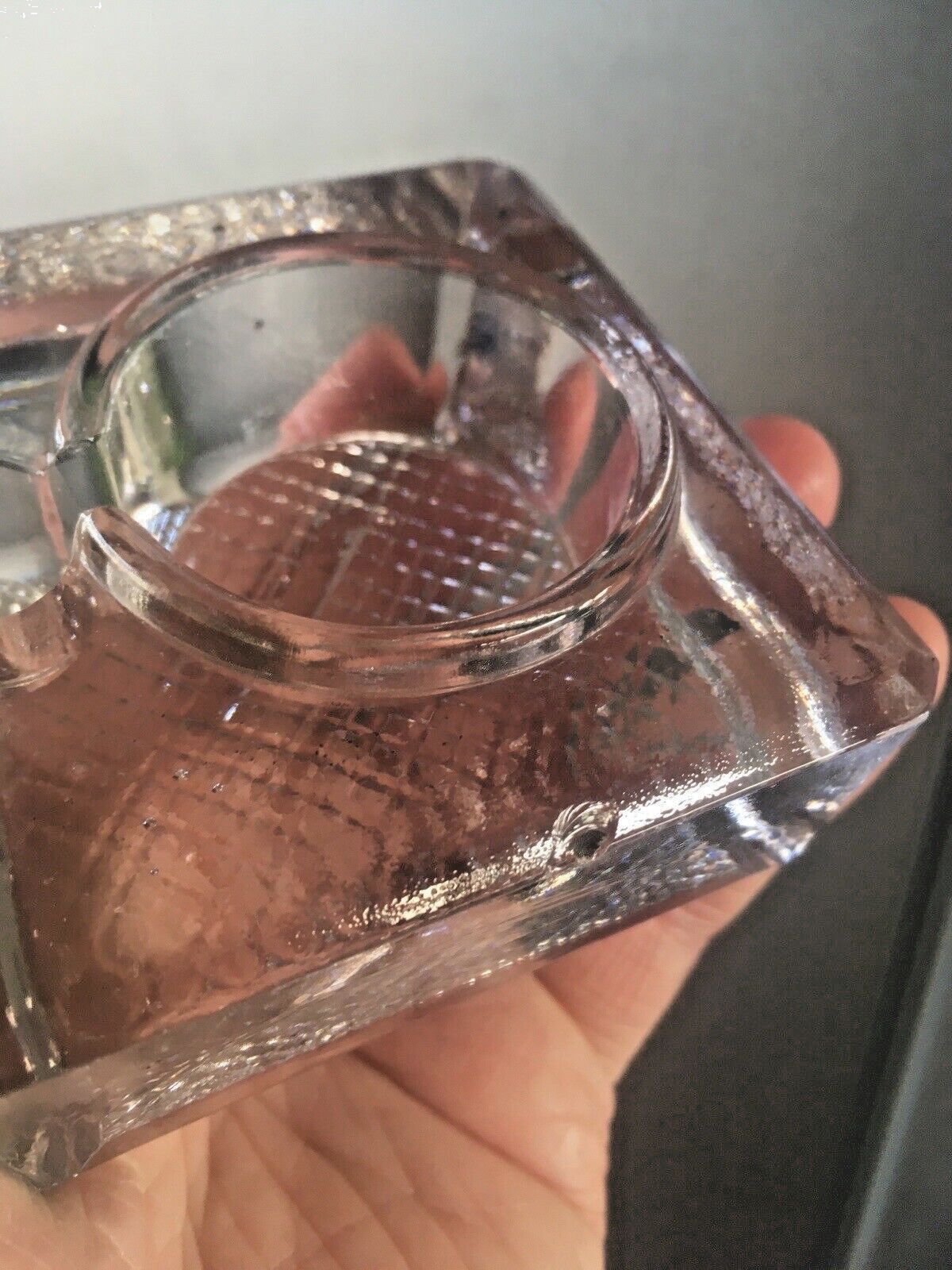 photo furniture Antique Art Deco Glass Inkwell On Wooden Stand Office Desk Accessory Prop Velos