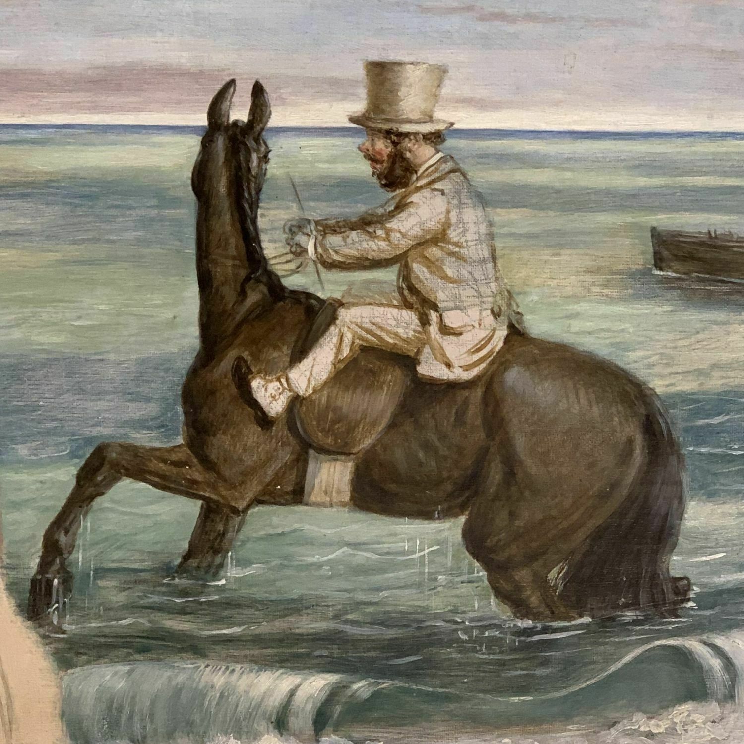 Rare John Leech 19th Century Oil On Canvas  "Tom Noddy" photo for sale