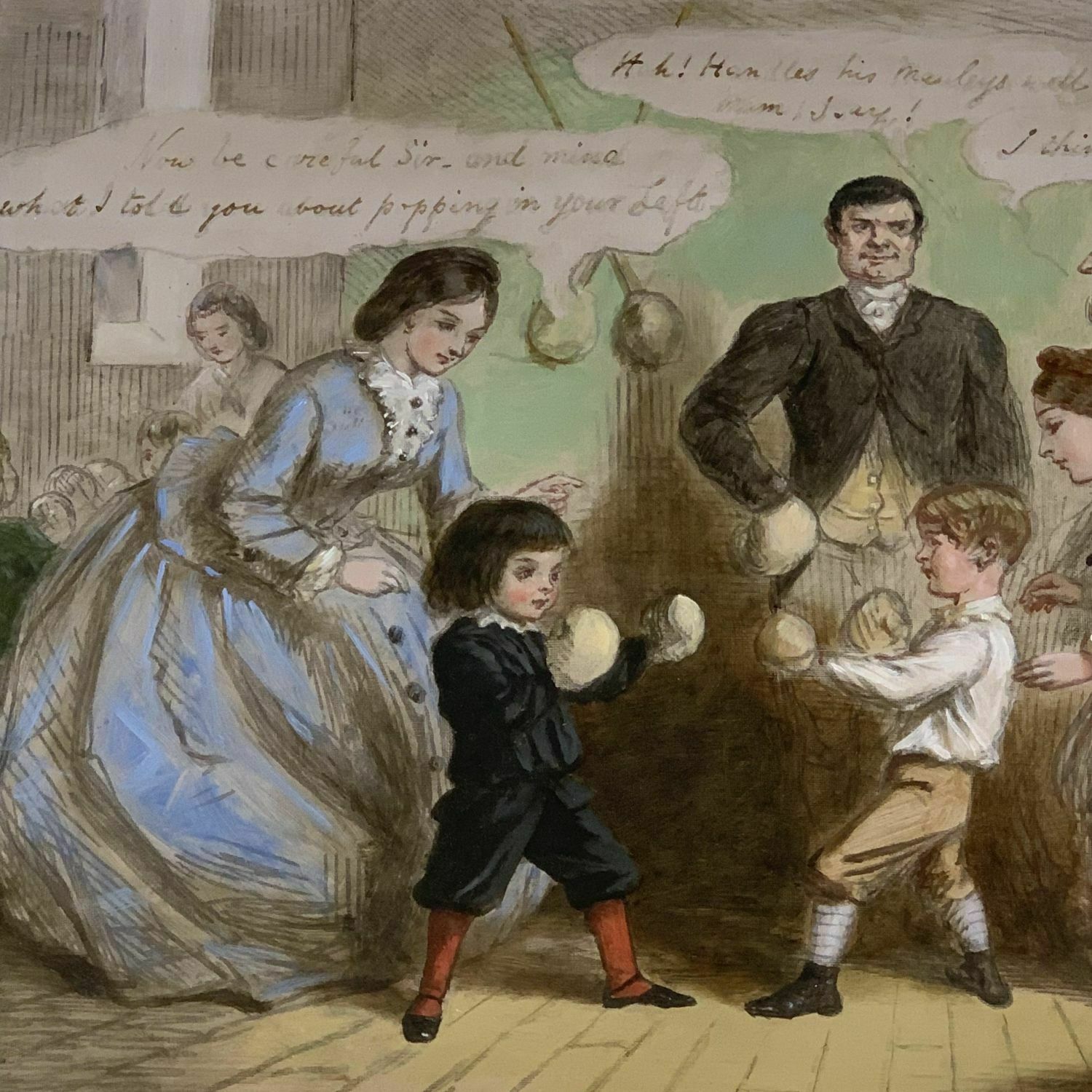John Leech 19th Century Oil Painting Of Physical Education photo furniture