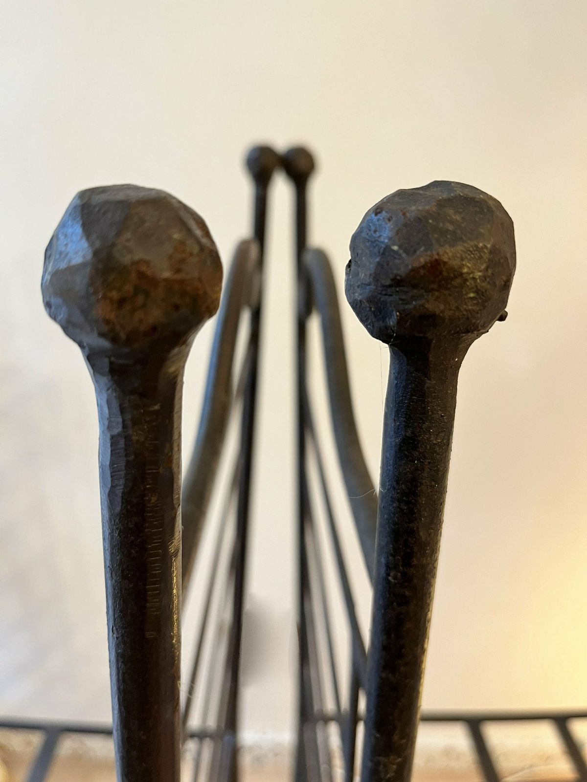 photo buy Pair Of Cast Iron Tall Stools With Scalloped Cushions