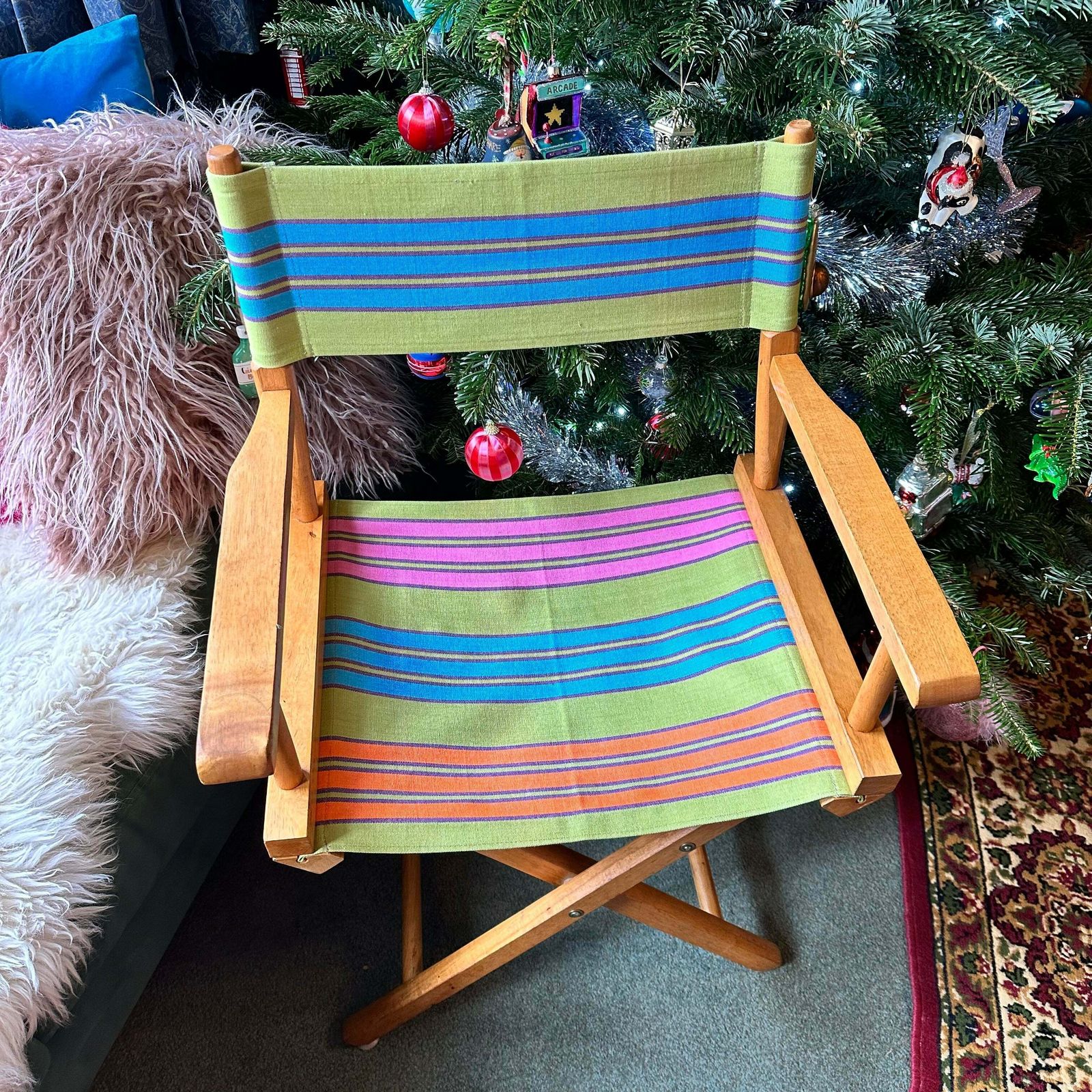 Candy Striped Director's Chair (Green, Orange, Blue & Pink) photo for sale