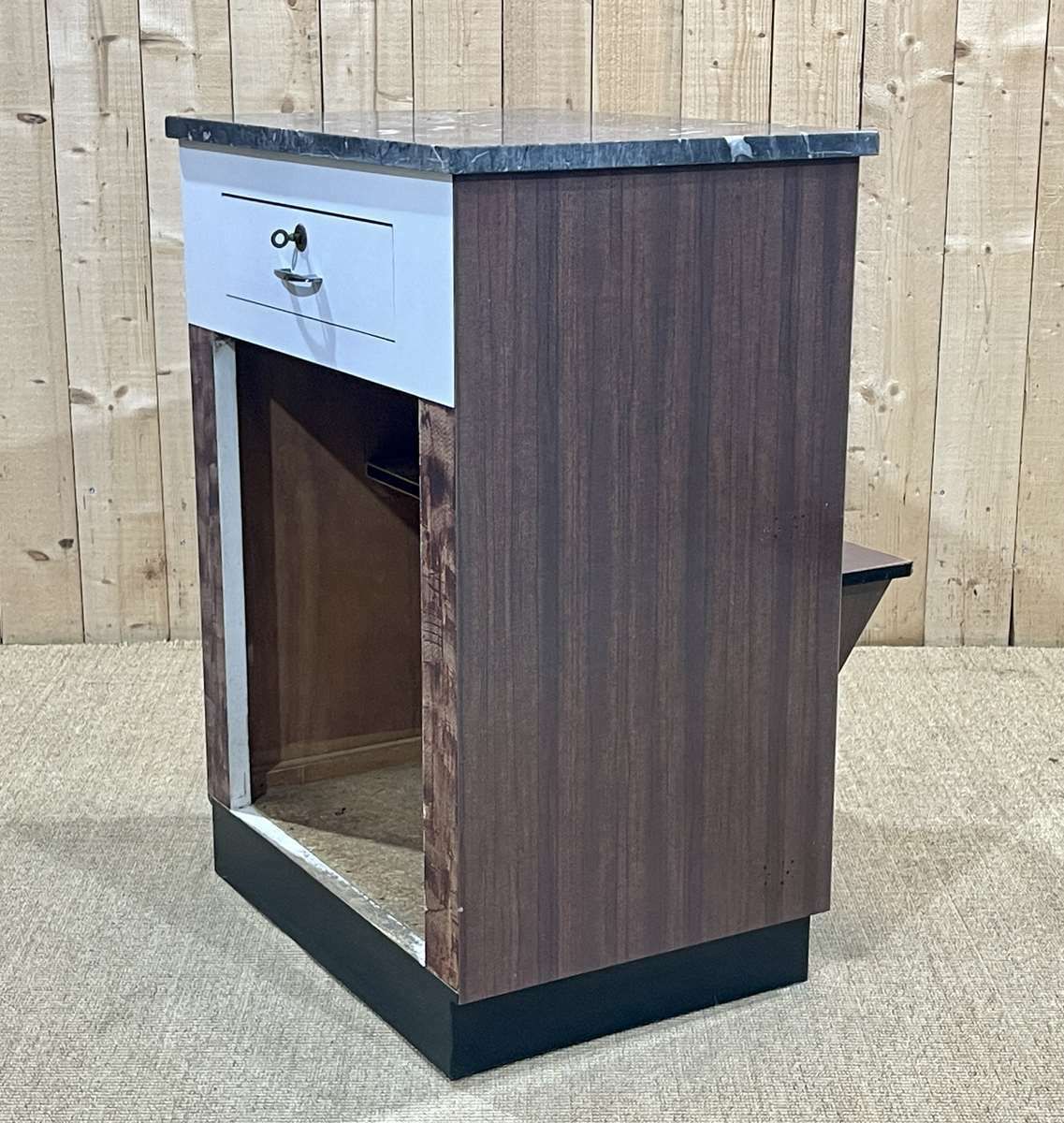 Furniture Butcher's Cash Desk In Formica With Black Marble Top, 1950s photo