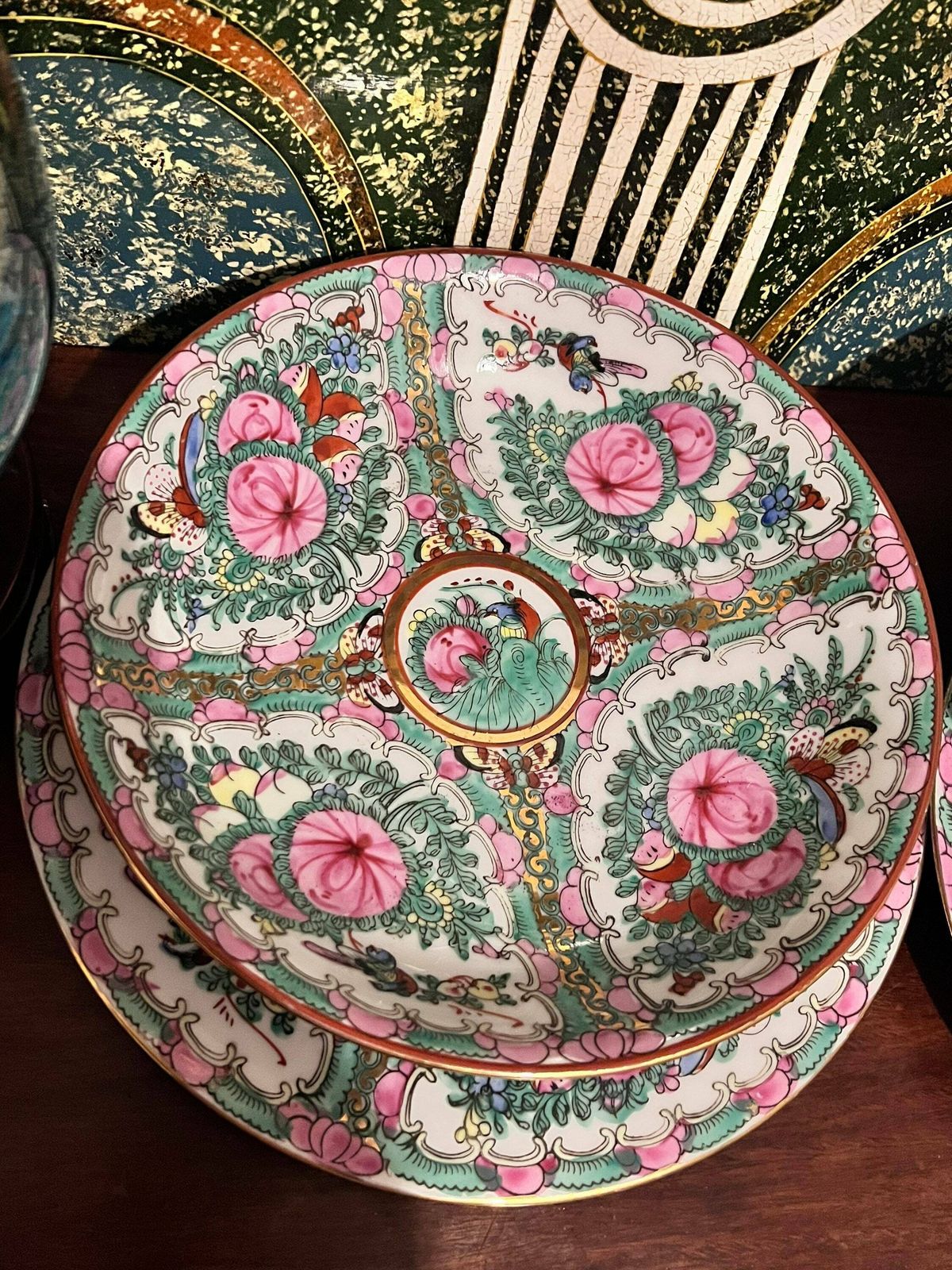 Chinese Canton / Rose Medalion Bowls And Plates , 20th Century, Chinese Chinoiserie Famille Rose Porcelain photo buy