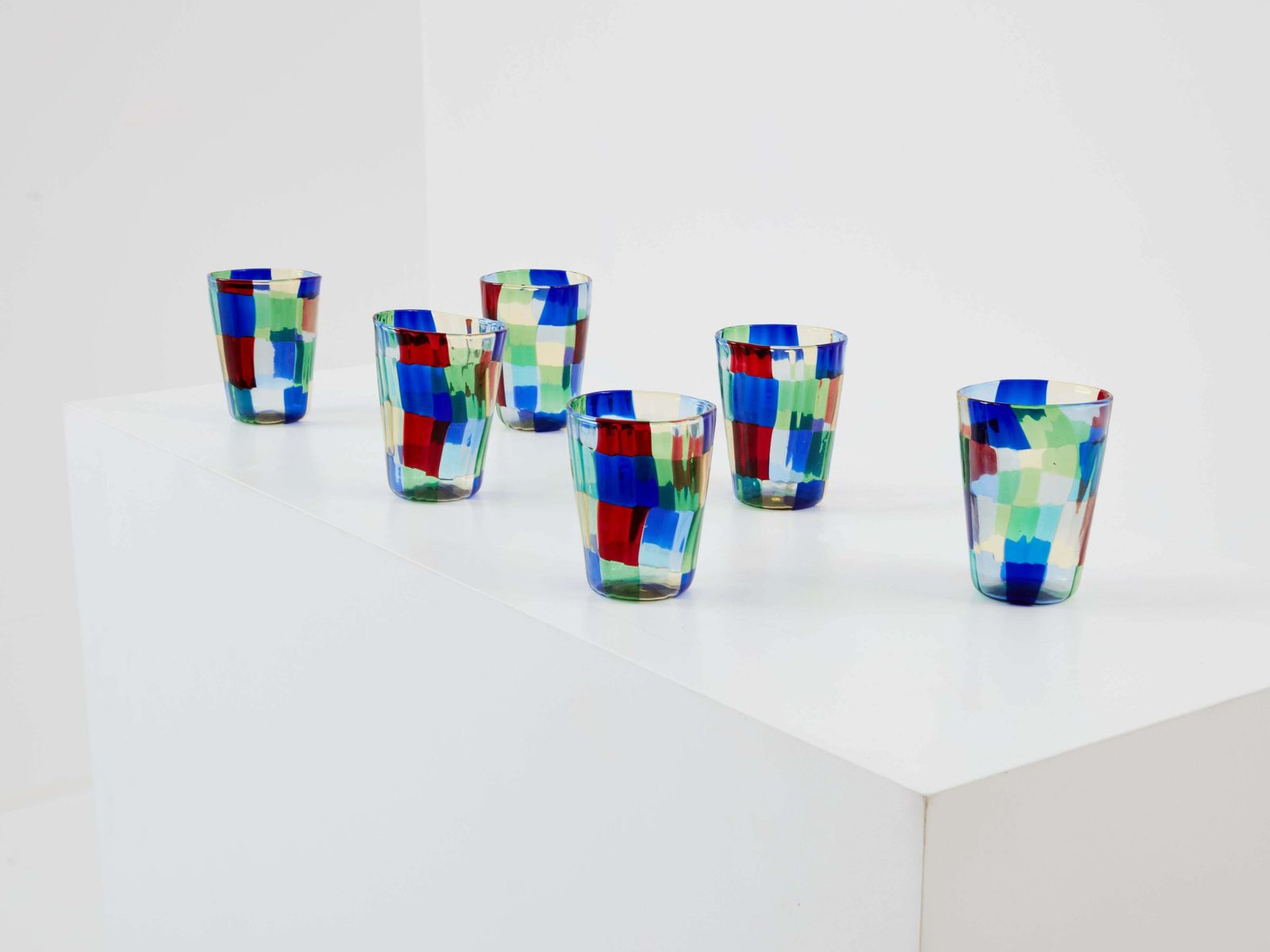 Ensemble de 6 verres en verre de Murano, Italie, années 1980 photo for sale