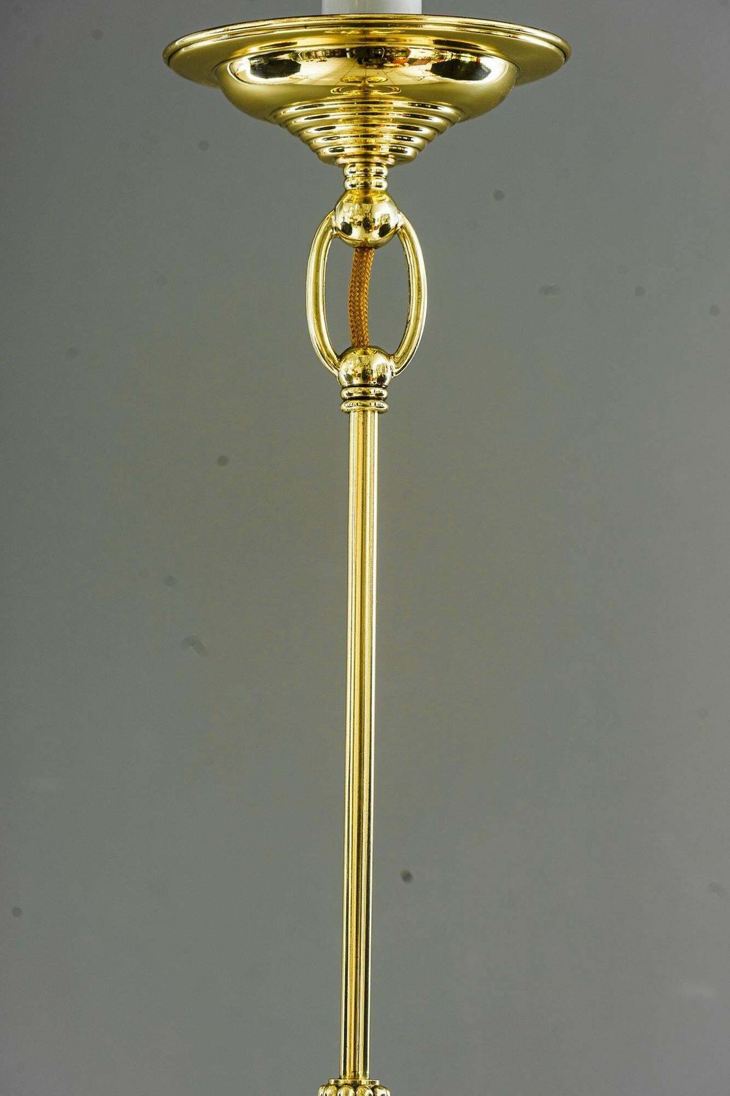Art Deco Hanging Lamp With Original Antique Cut Glass Sahde Vienna Around 1920s photo Lighting