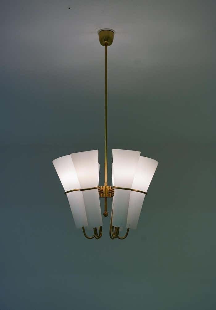 photo buy Chandelier In Brass And Opaline Glass By Hans Agne Jakobsson