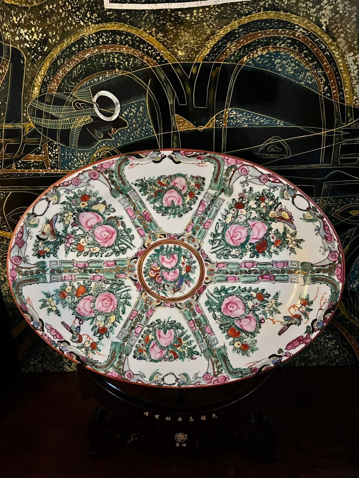 Two Chinese Porcelain Medallion Large Platters, Chinese Famille Rose Oval Platter photo 180.0