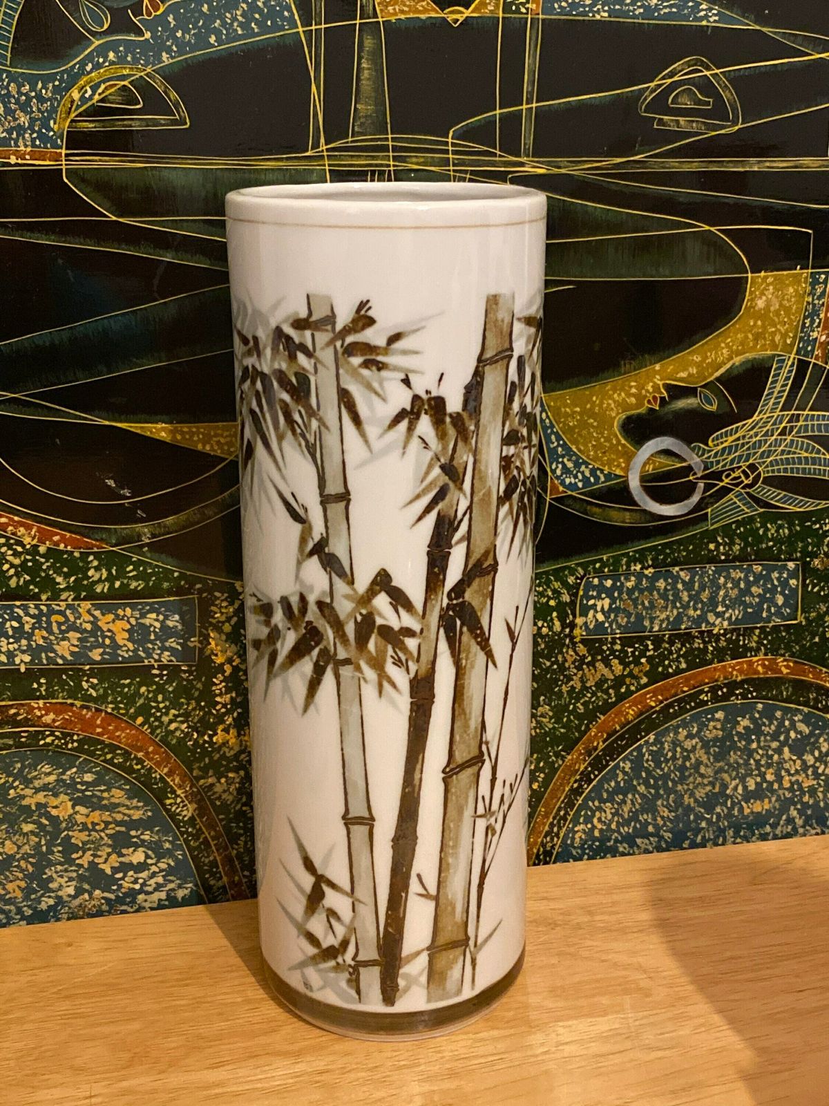 Mid Century Chinese 20th Centuries Vase, Collectable Vase, Cap Tube Porcelain Bamboo Design Vase photo furniture