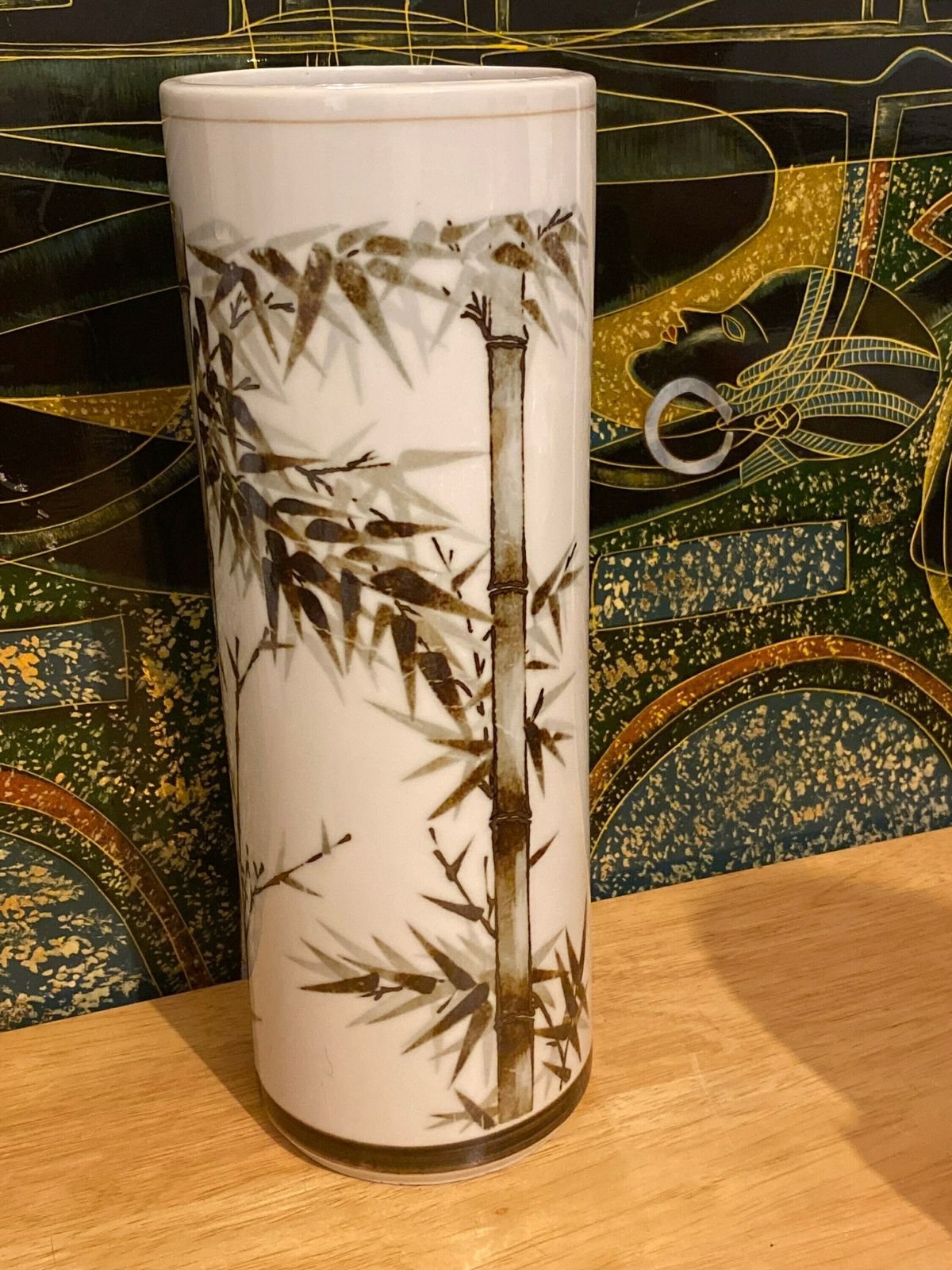 Mid Century Chinese 20th Centuries Vase, Collectable Vase, Cap Tube Porcelain Bamboo Design Vase photo for sale