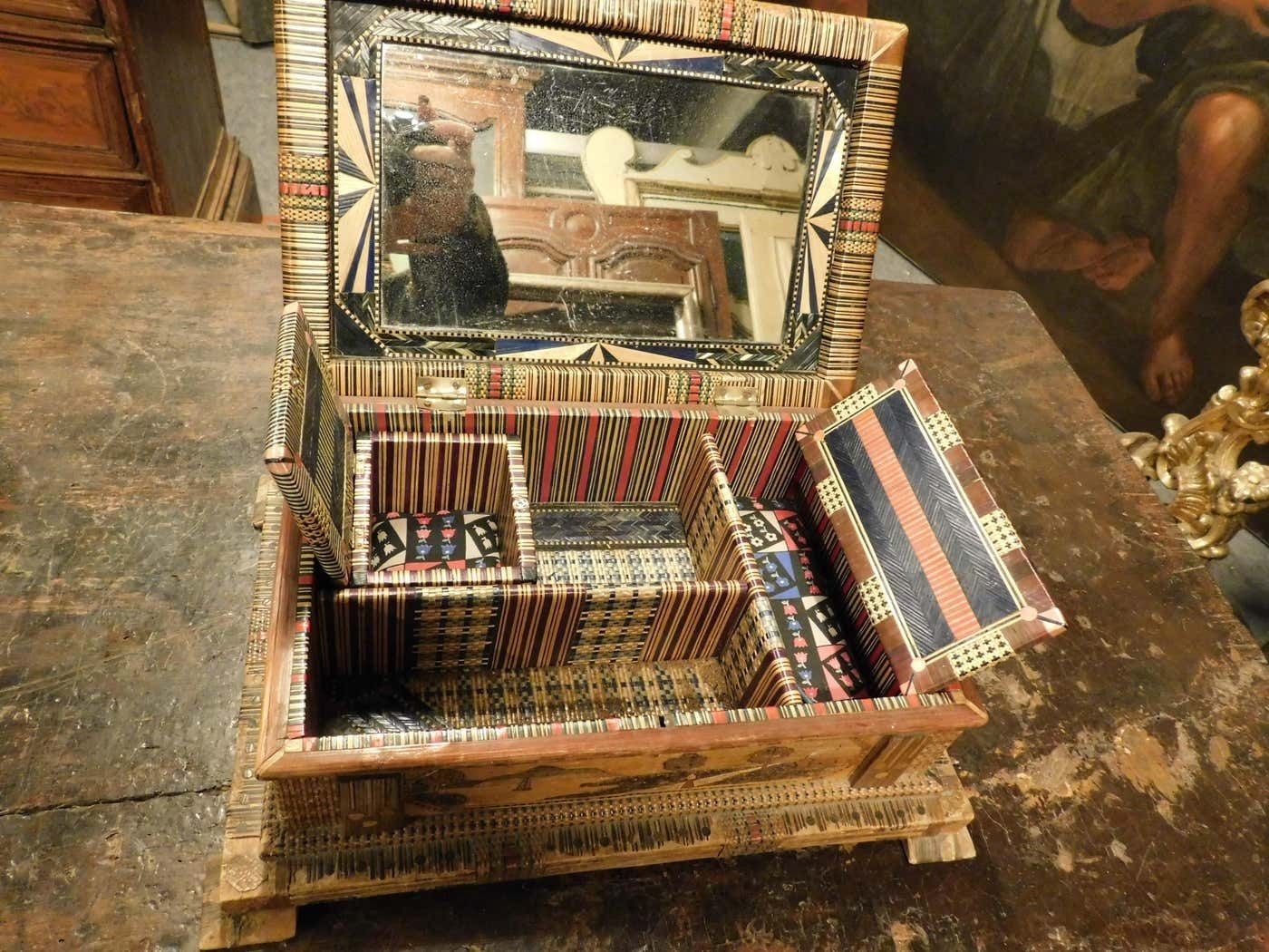 Home Decor Box For Jewels Or Treasures, Inlaid With Straw, Italy photo