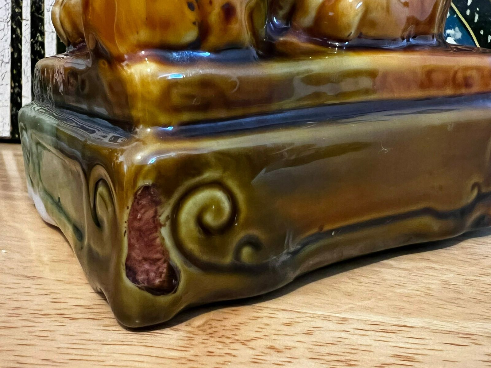 Chinese Majolica Famille Verte Foo Dogs On Stands , Majolica Orange Foo Dogs, Chinese Foo Dog Statues Figurine, Asian Home Decor photo buy