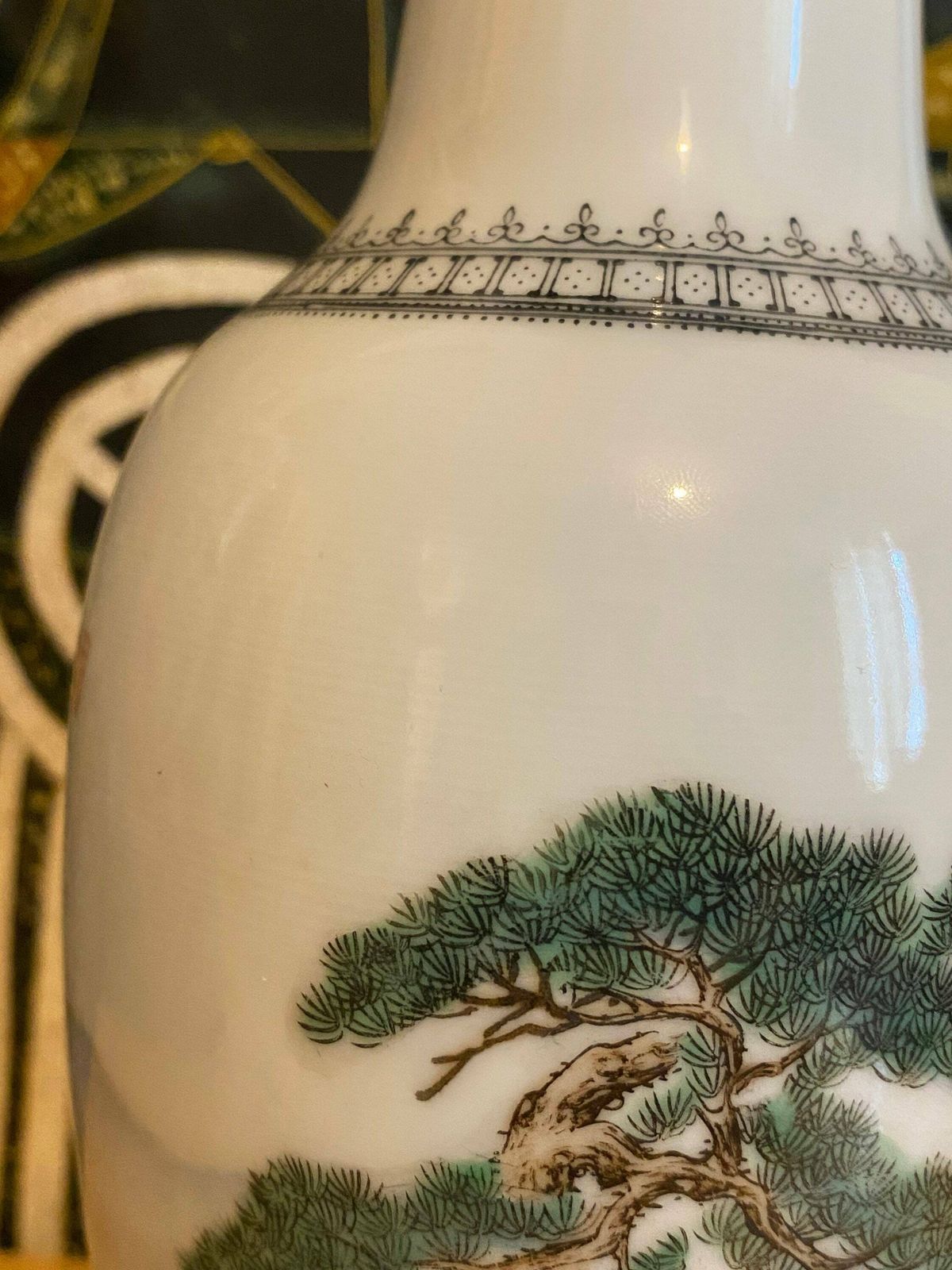 Chinese Porcelain 1930s  1970s Proc Vase Horses Of Wang Mu Calligraphy, photo Home Decor
