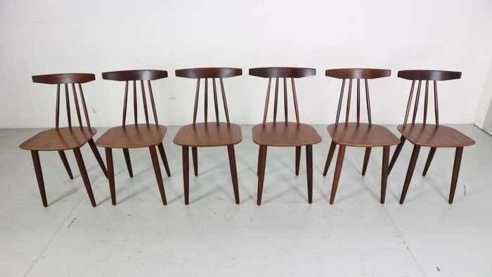 Poul Volther Set Of 6 Dinning Room Chairs "3705" For Fremel Røjle, Denmark, 1960 photo vinterior