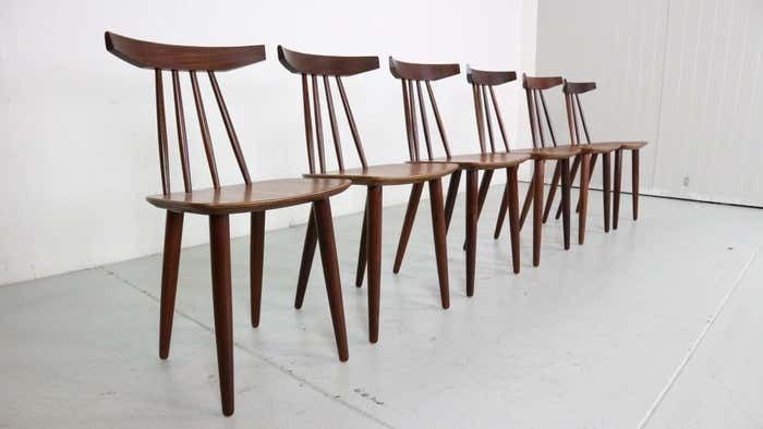Poul Volther Set Of 6 Dinning Room Chairs "3705" For Fremel Røjle, Denmark, 1960 photo vintage