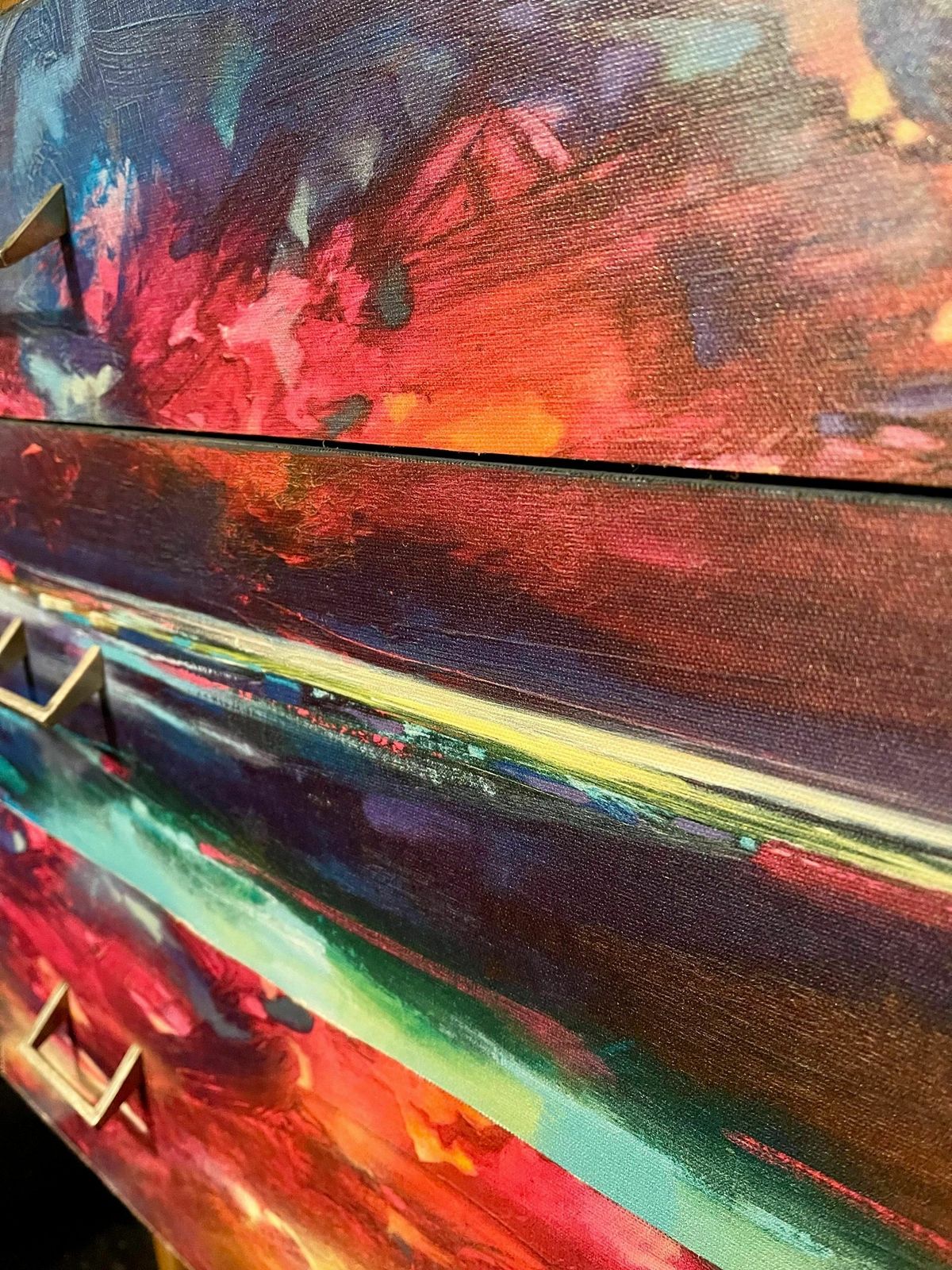 1950s Chest Of Drawers With Neon Bright Abstract Digital Print Decoupage Front photo buy