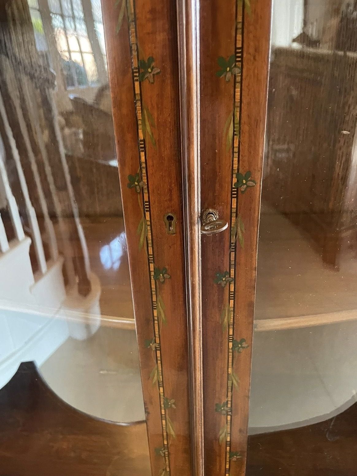 Antique 19th Century Quality Mahogany Display Cabinet With Original Painted Decoration photo 2995.0