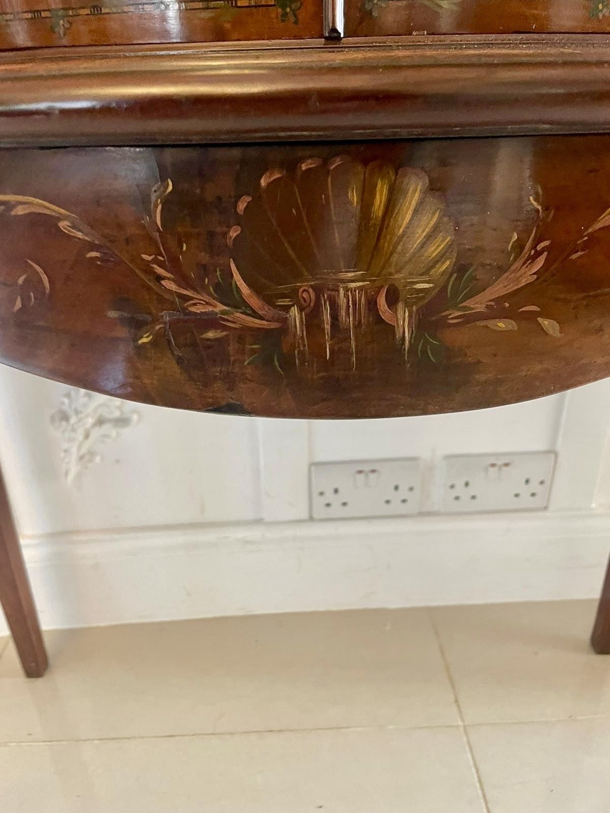 Antique 19th Century Quality Mahogany Display Cabinet With Original Painted Decoration photo buy