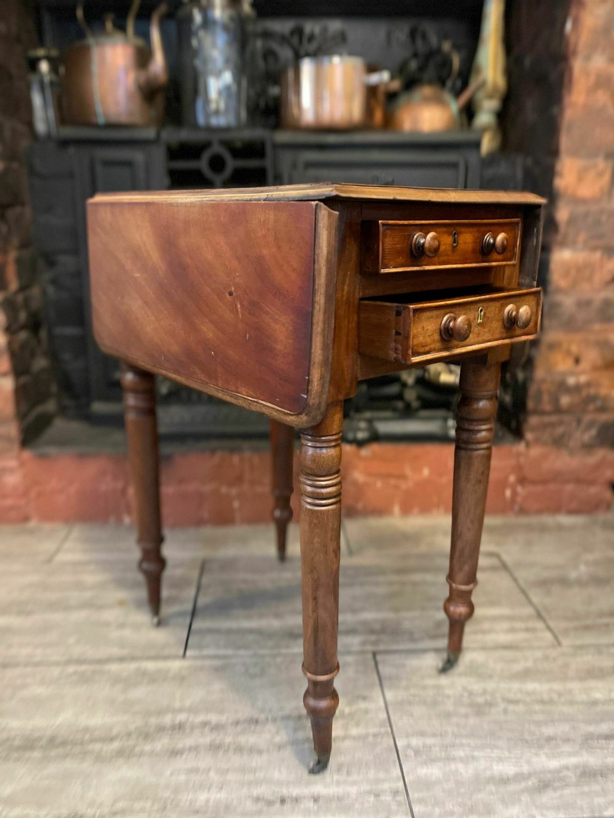 Victorian Circa 1850 Drop Leaf Baby Pembroke Mahogany Table