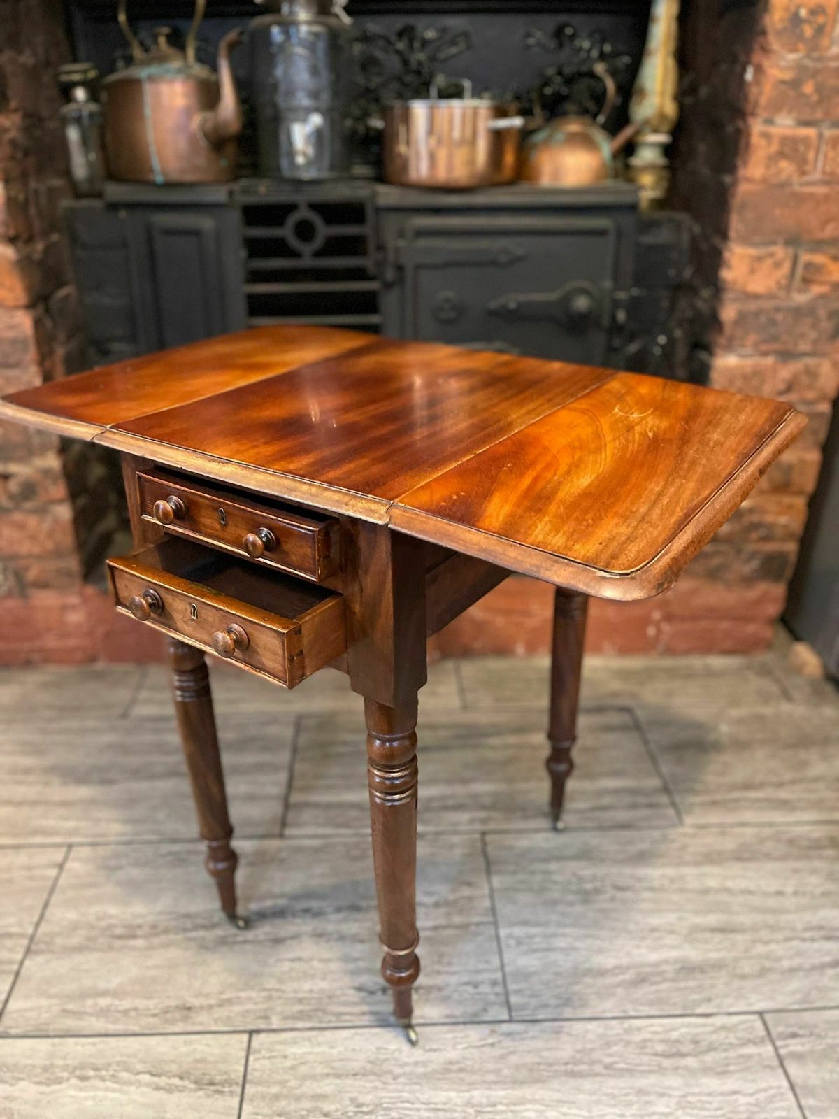 Victorian Circa 1850 Drop Leaf Baby Pembroke Mahogany Table photo Furniture