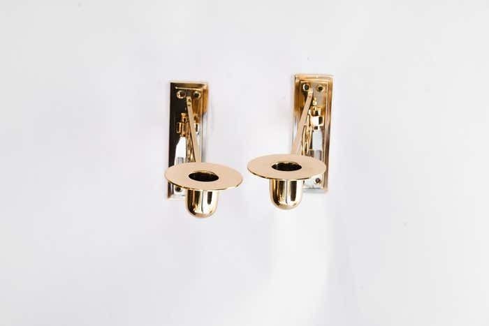 Two Art Deco Piano Bronze Candle Holder Vienna Around 1920s photo vinterior