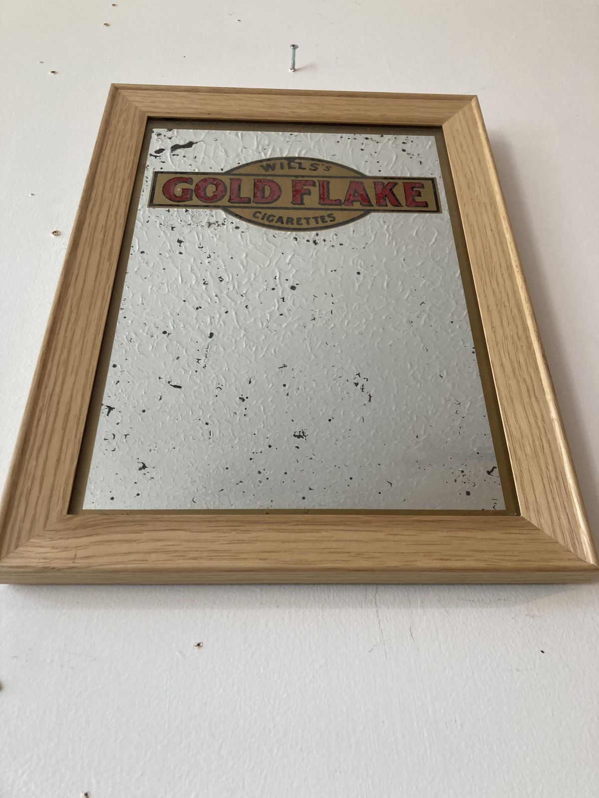 1930’s Will’s Gold Flake Mirror With New Ash Frame photo for sale