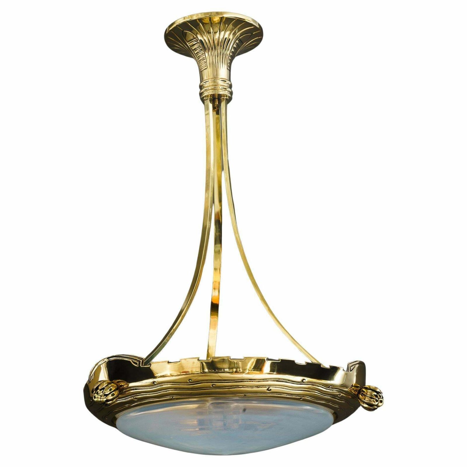 Art Deco Pendant With Palme Koenig Opaline Glass Shade Vienna Around 1920s