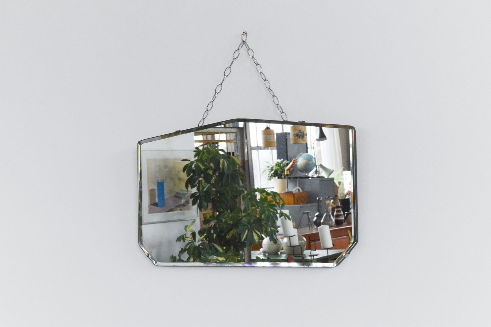 Vintage Frameless Bevelled Mirror Heptagon Shape With Rounded Edges photo 125.0