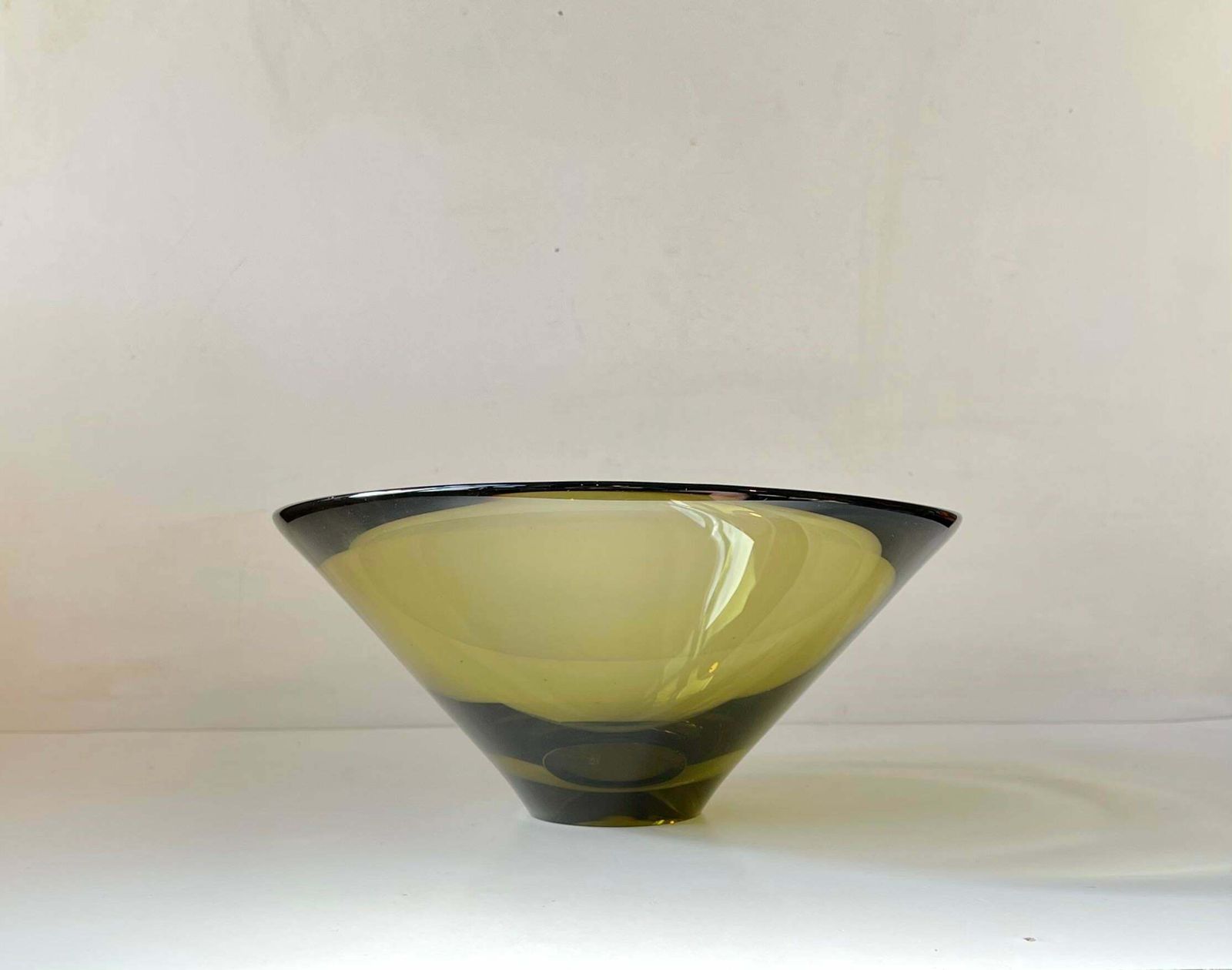 Disko Olive Green Centerpiece Glass Bowl By Per Lutken For Holmegaard, 1961 photo furniture
