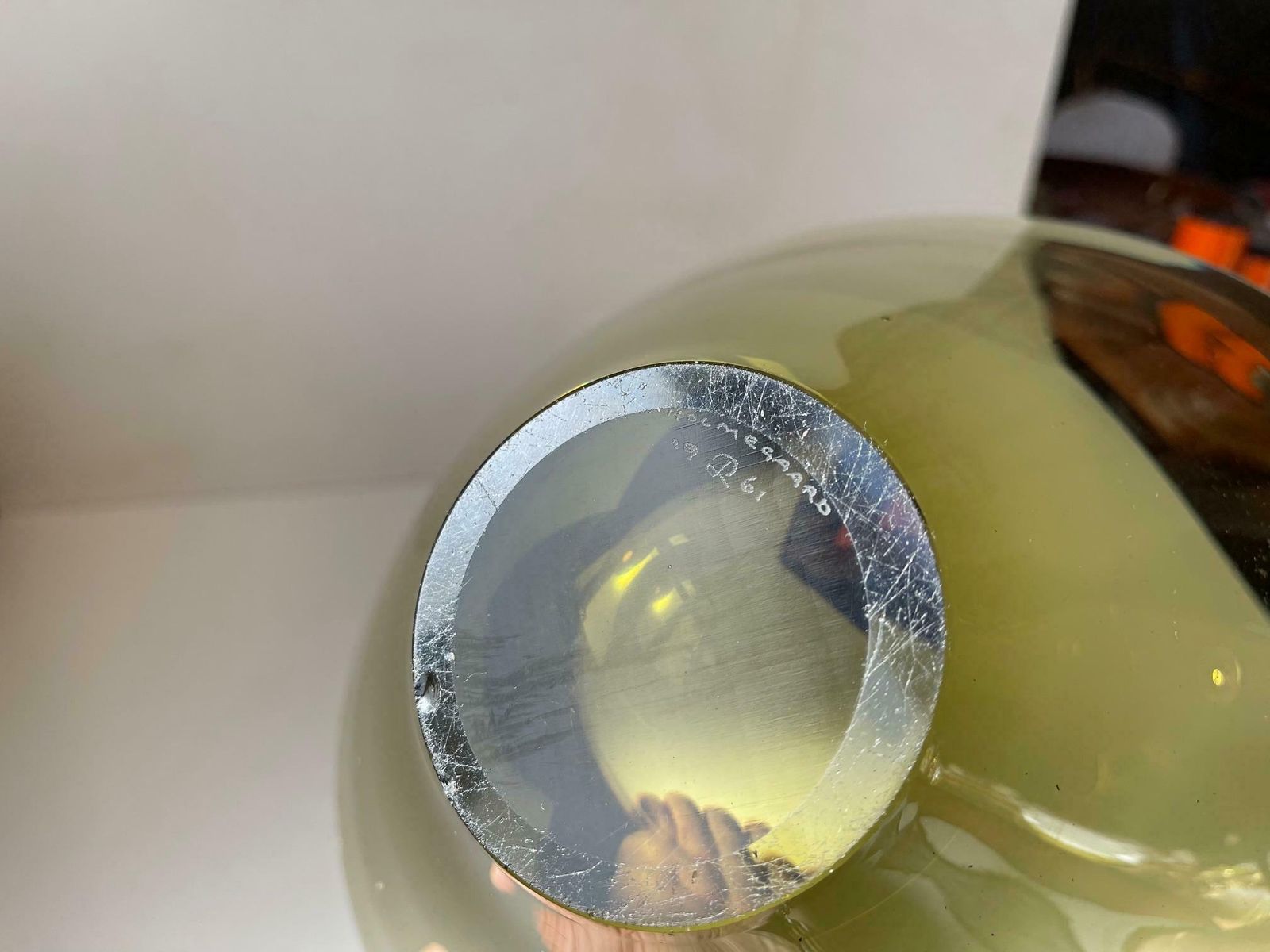 Disko Olive Green Centerpiece Glass Bowl By Per Lutken For Holmegaard, 1961 photo 639.0