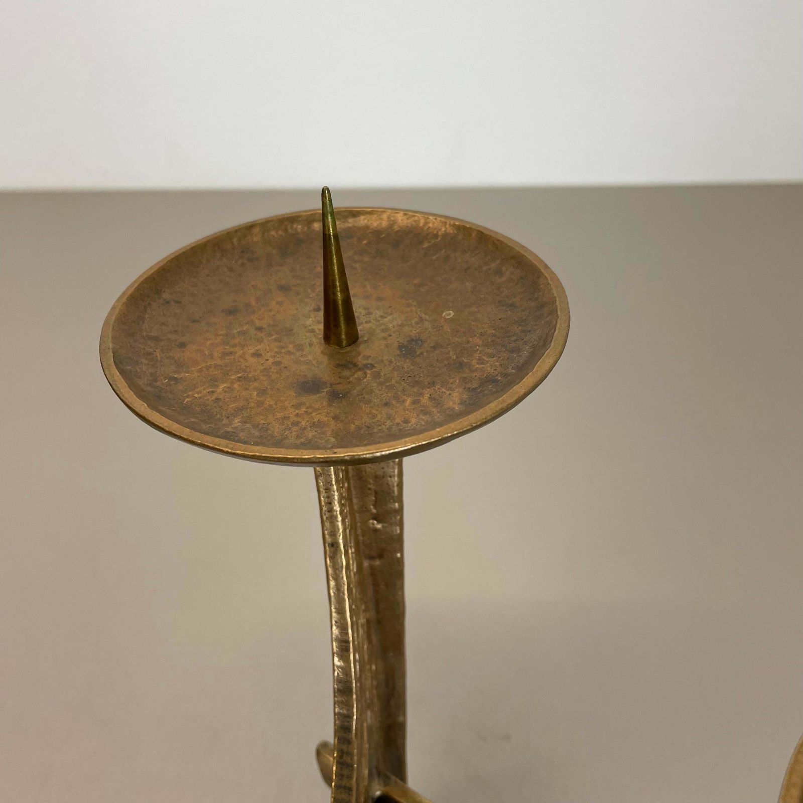 photo for sale Modernist Sculptural Brutalist Bronze Metal Candleholder, France, 1960s