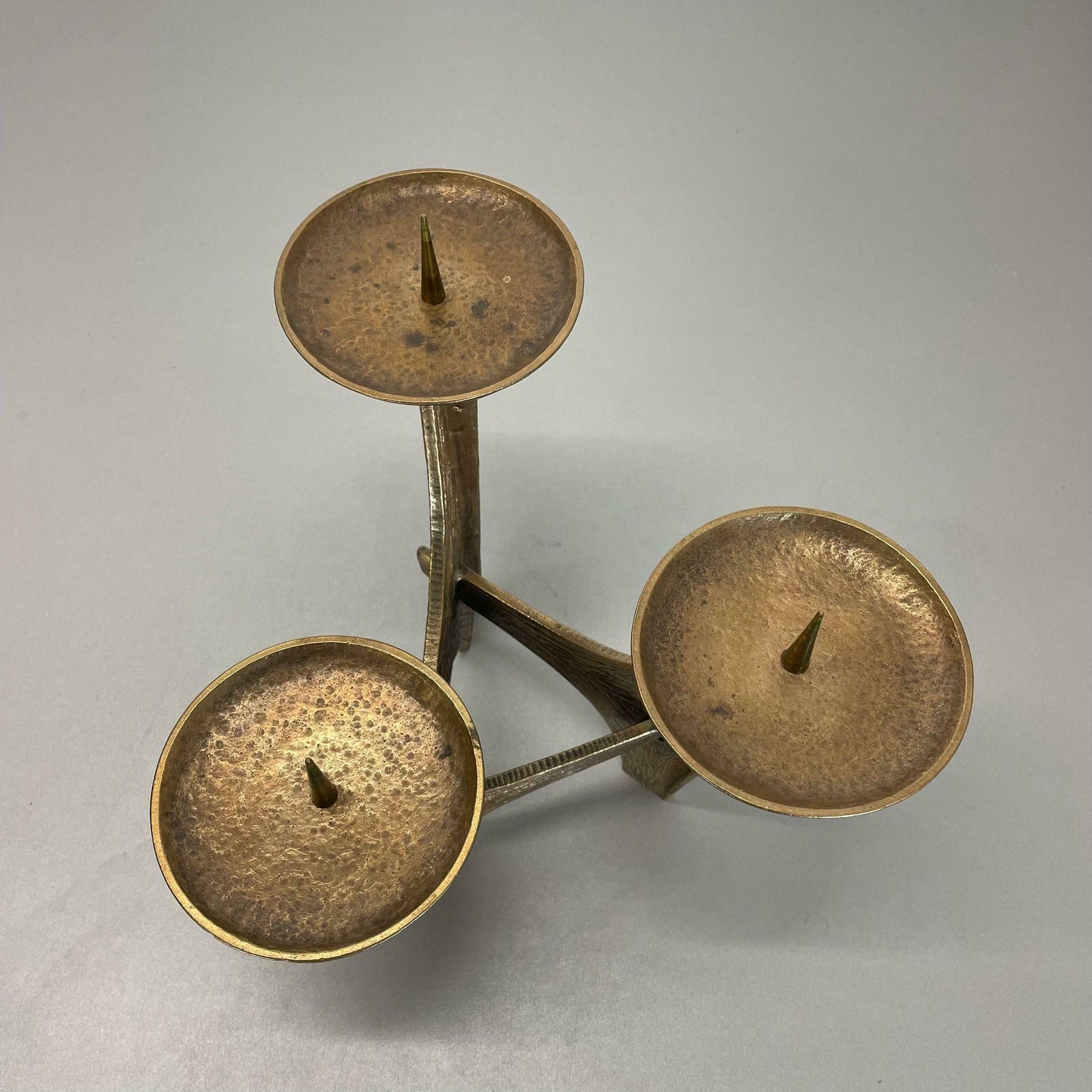 743.0 Modernist Sculptural Brutalist Bronze Metal Candleholder, France, 1960s photo