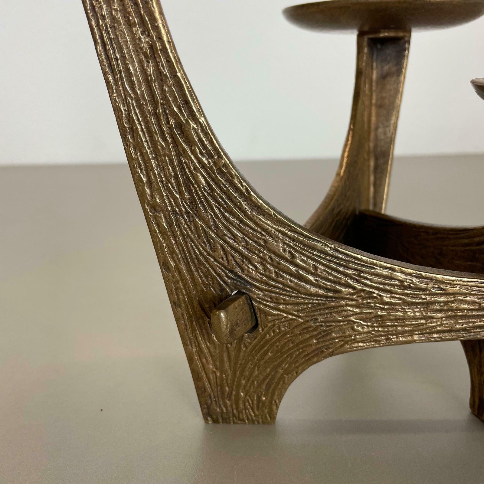 photo buy Modernist Sculptural Brutalist Bronze Metal Candleholder, France, 1960s