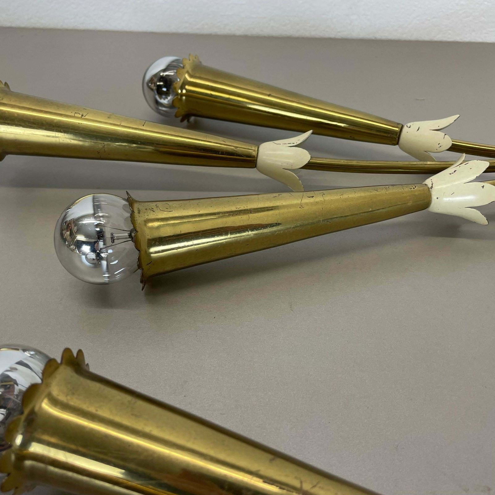 photo buy Set Of 2 Xl Brass 59cm Stilnovo Style Theatre Wall Light Sconces, Italy, 1950s