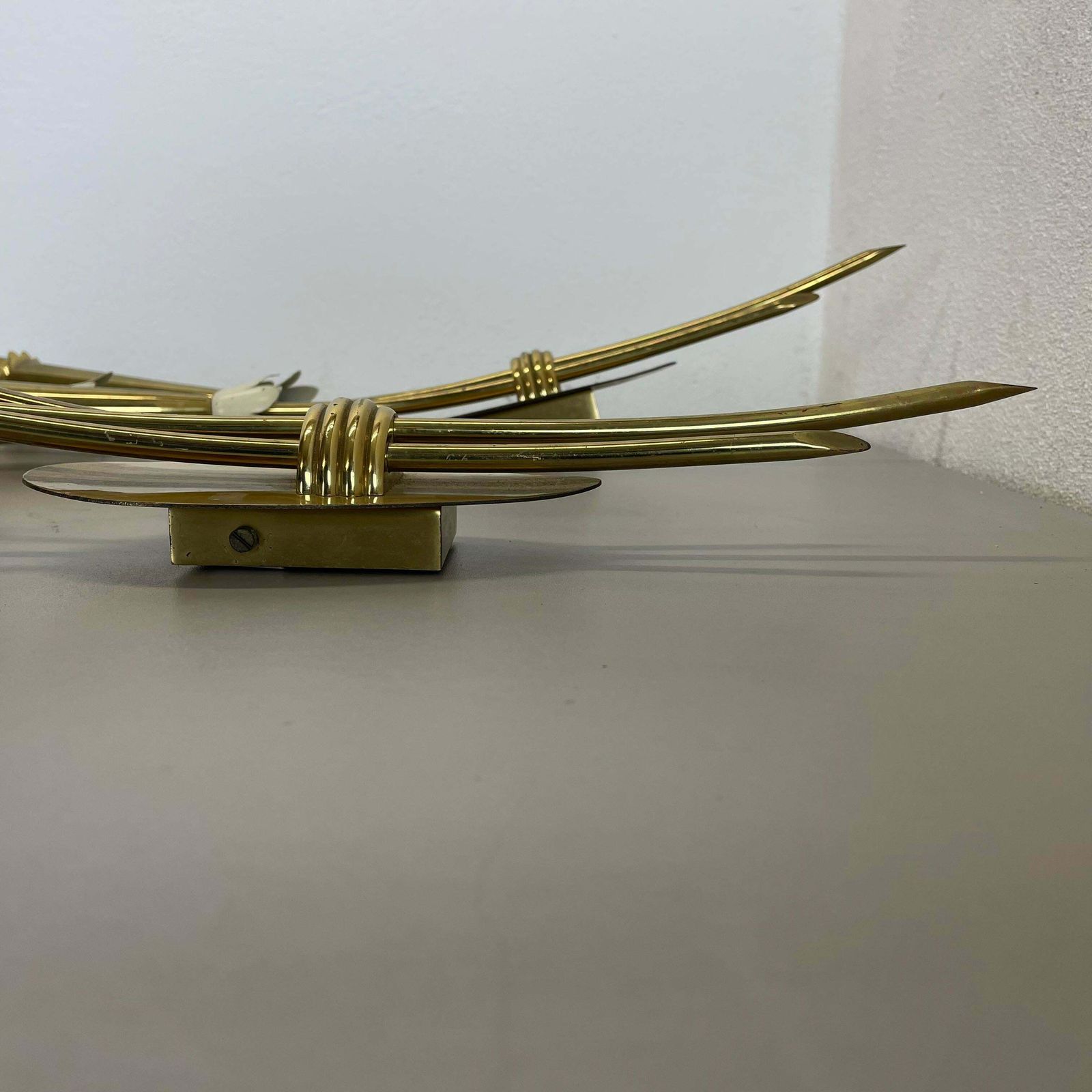 photo vintage Set Of 2 Xl Brass 59cm Stilnovo Style Theatre Wall Light Sconces, Italy, 1950s