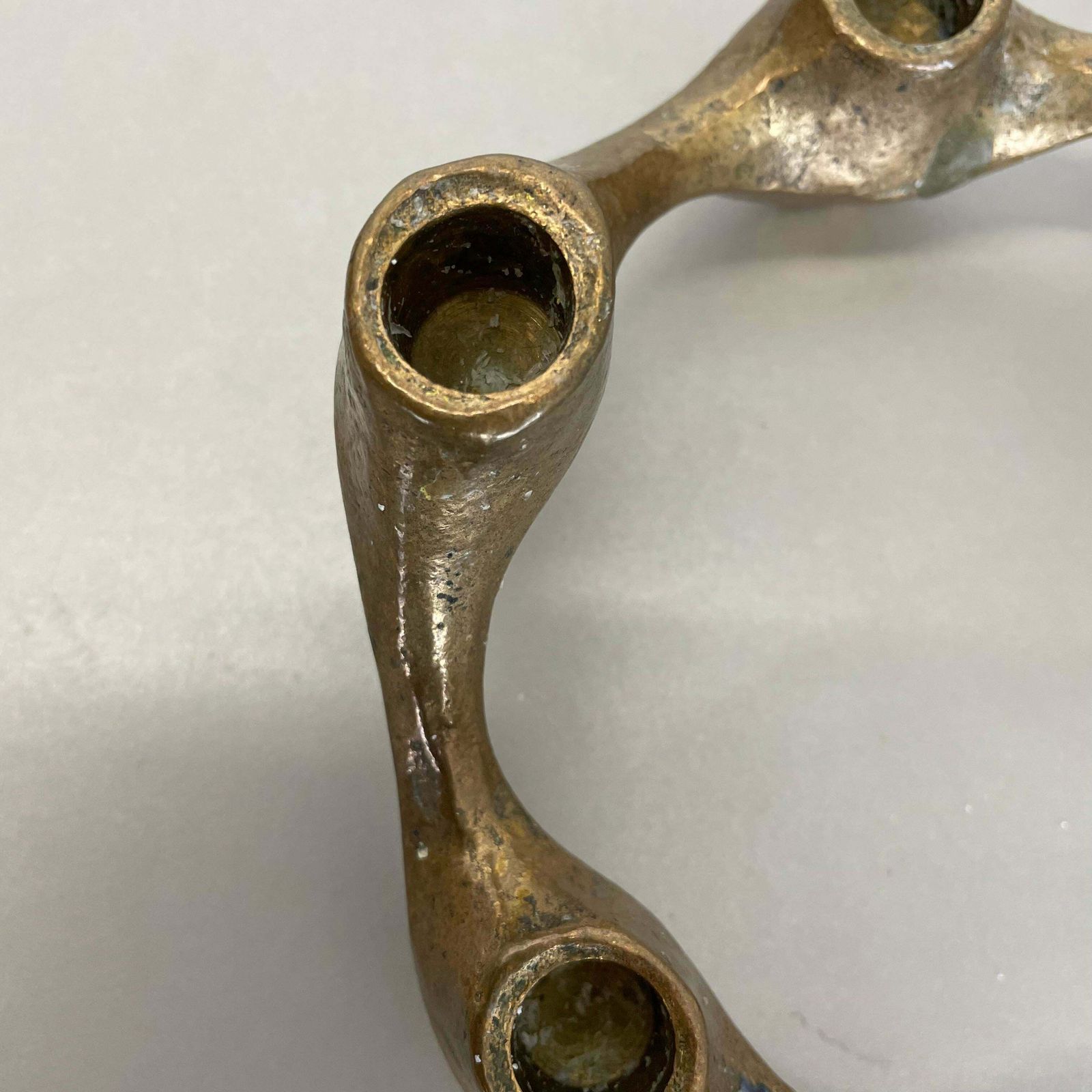 photo buy Midcentury 1.6kg Brutalist Bronze Candleholder By Michael Harjes, Germany 1960s