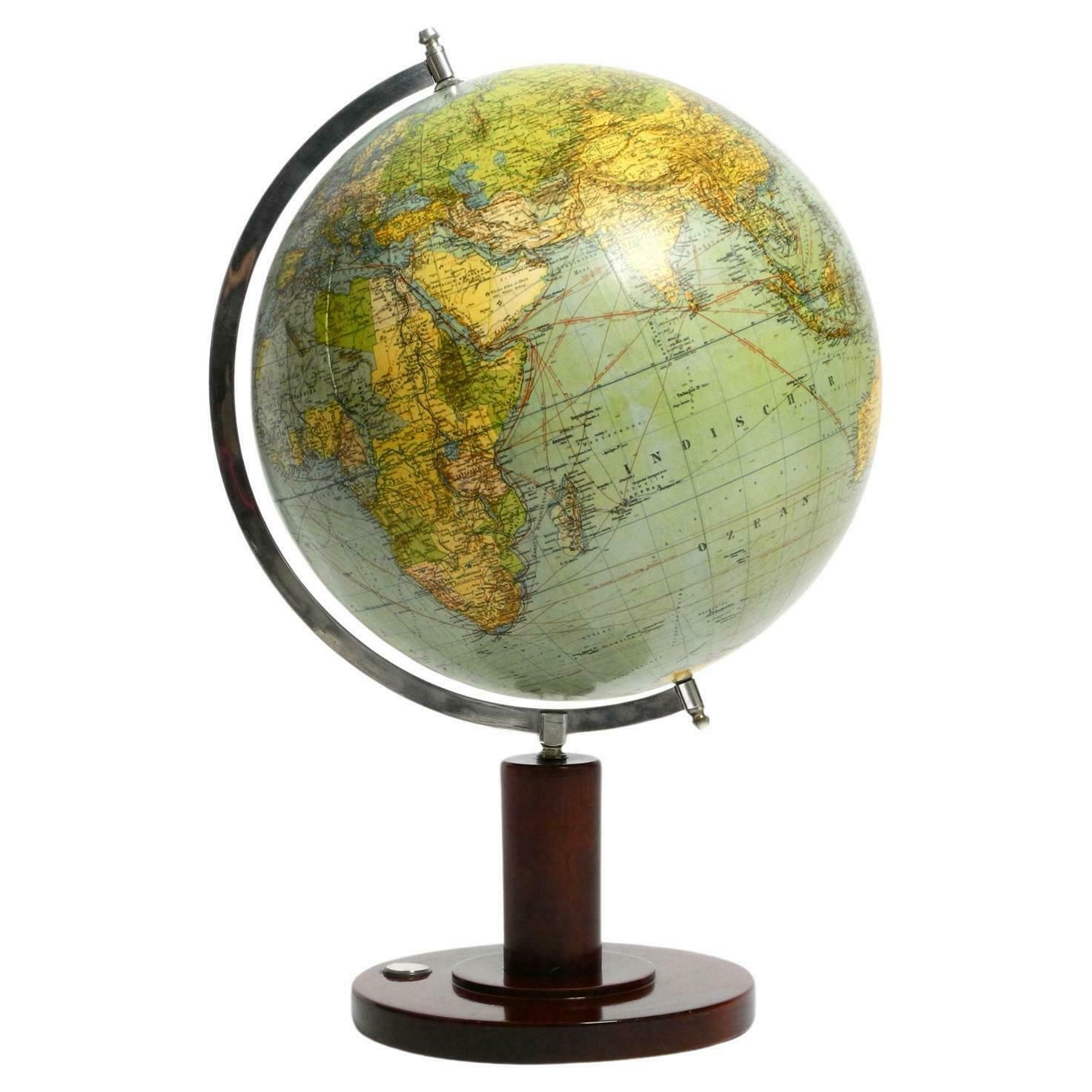 Beautiful Large Mid Century Earth Globe From Columbus Verlag Paul Oestergaard