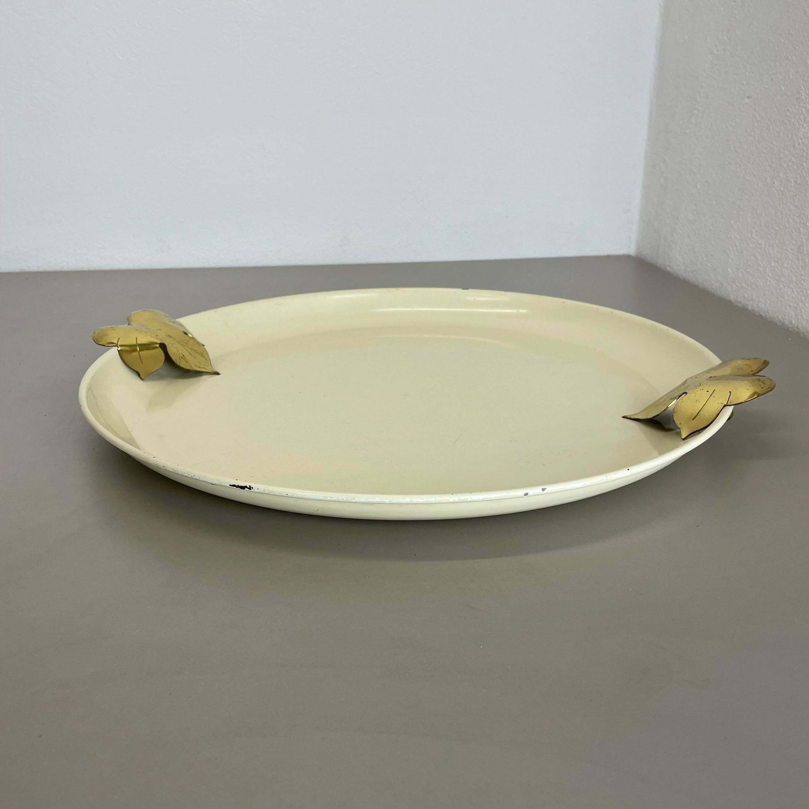 Unique Hollywood Regency Brass Metal Tray By Vereinigte Werkstätten München 1950 photo for sale